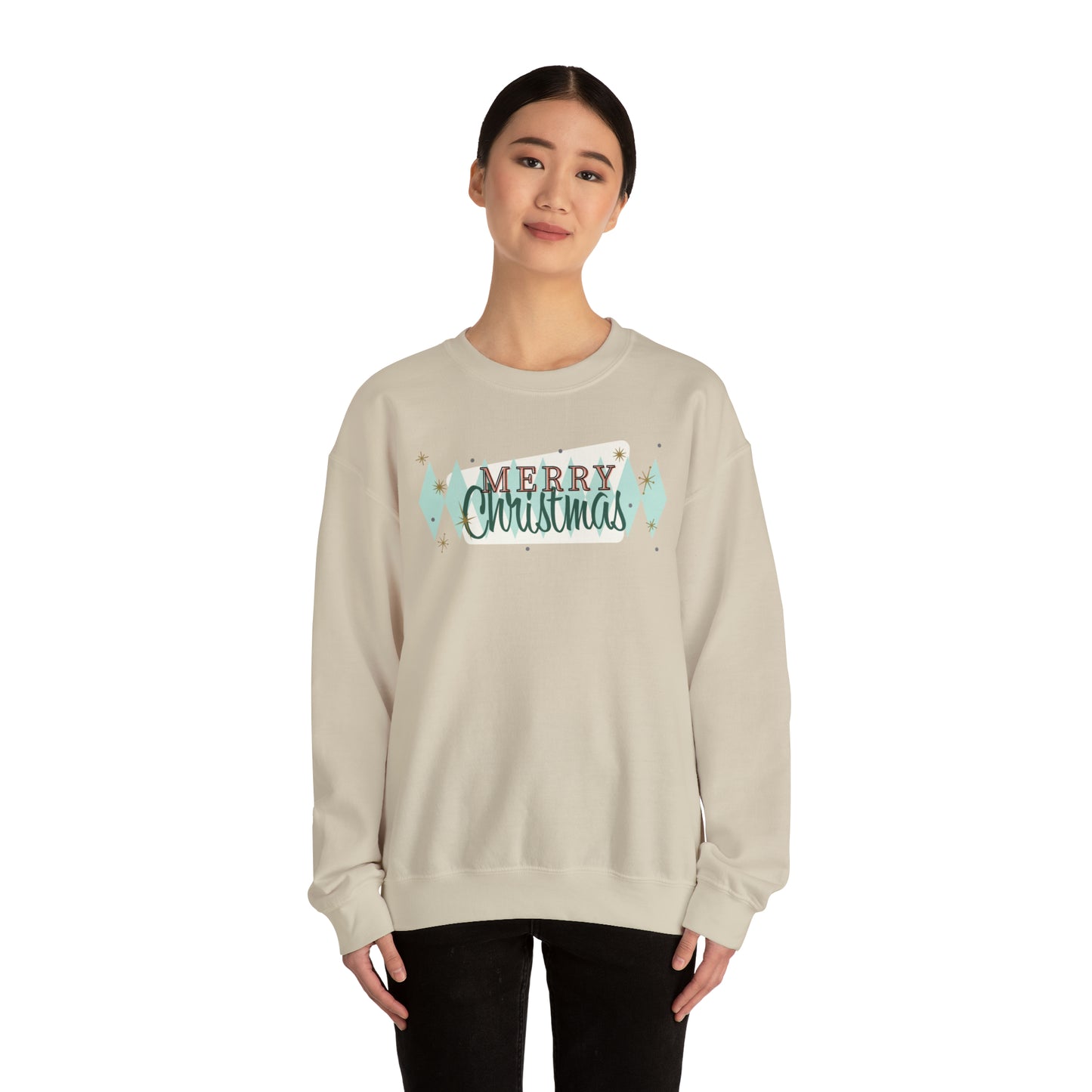 Merry Christmas Diamond Diner Pattern Holiday Unisex Heavy Blend™ Crewneck Sweatshirt