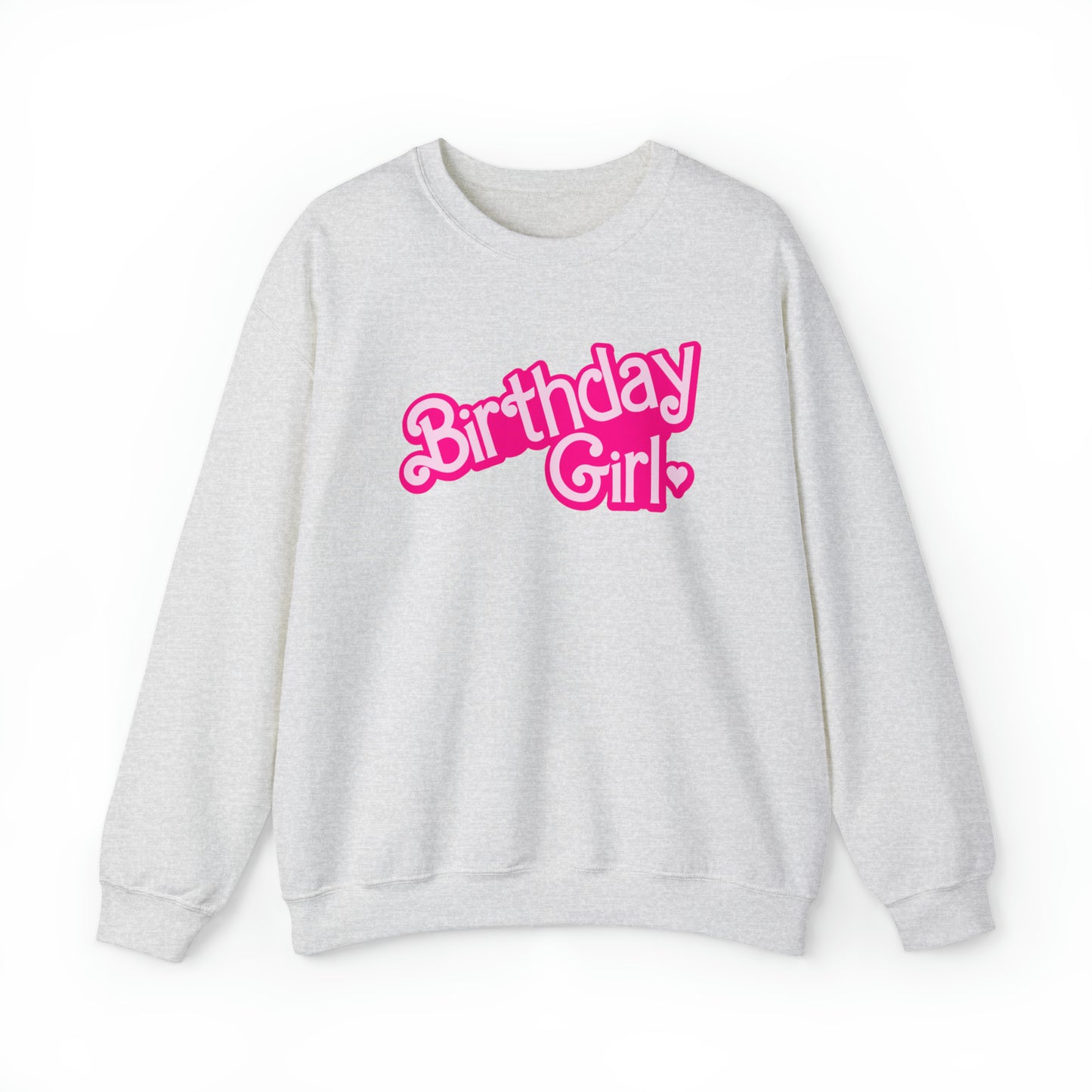 Birthday Girl with Hot Pink Barbie Font Heavy Blend™ Crewneck Sweatshirt