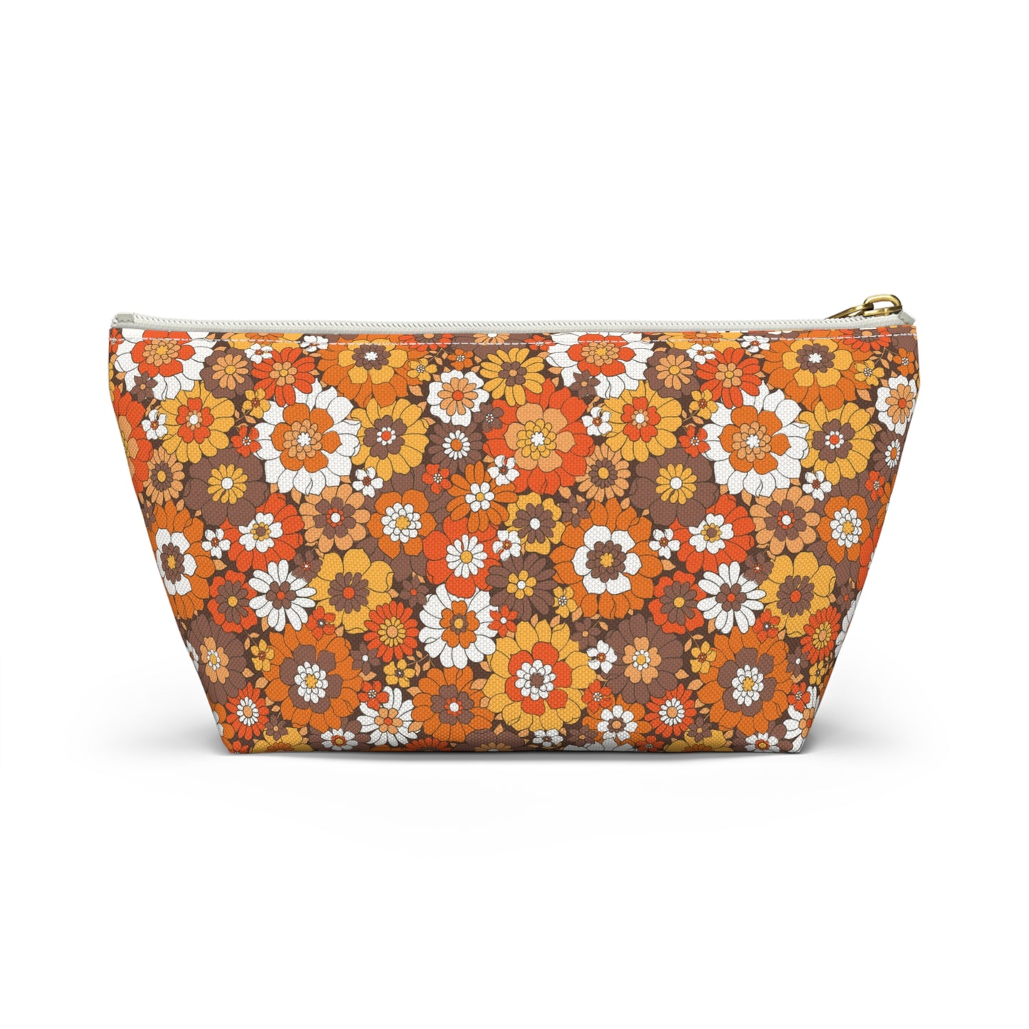 Rustic Retro Floral Print Design  Accessory Pouch w T-bottom
