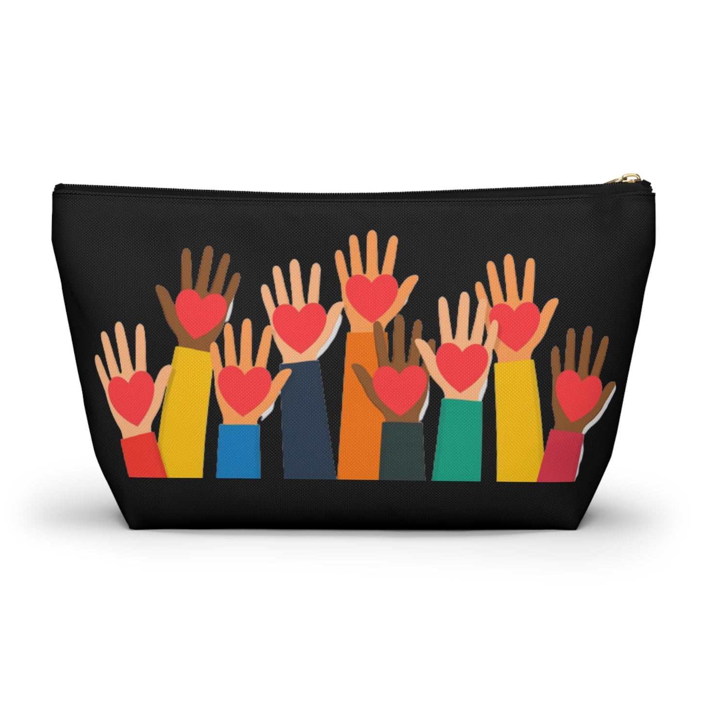 Hearts Hands and Love Print Design Accessory Pouch w T-bottom