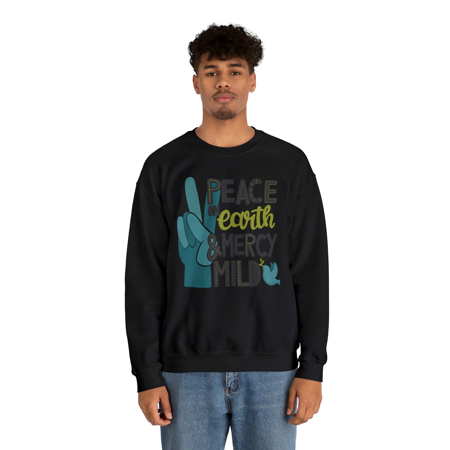 Peace on Earth and Mercy Mild Heavyweight Crewneck Sweatshirt