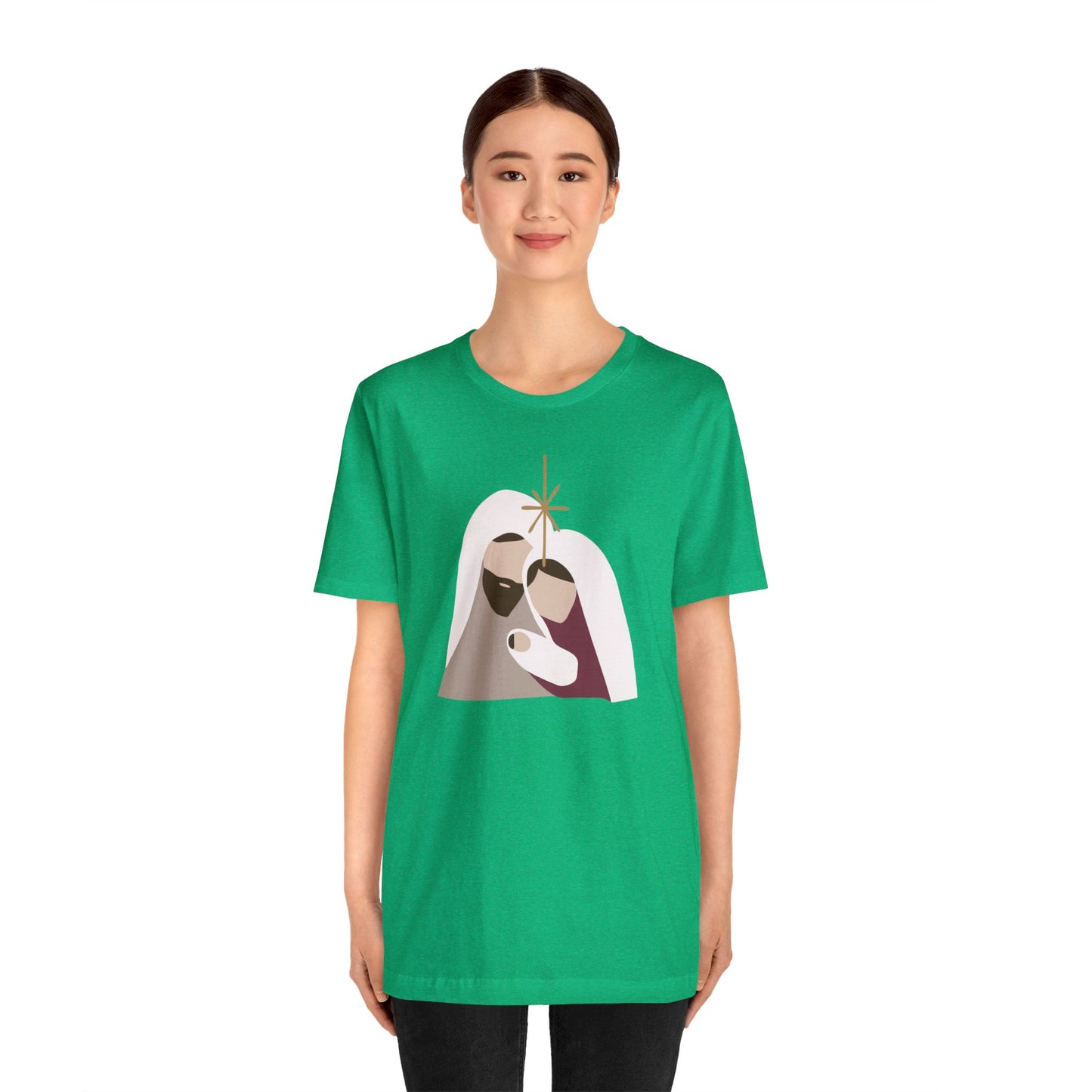 Holy Family Christmas Christian Bella Jersey Short Sleeve Tee (Unisex)