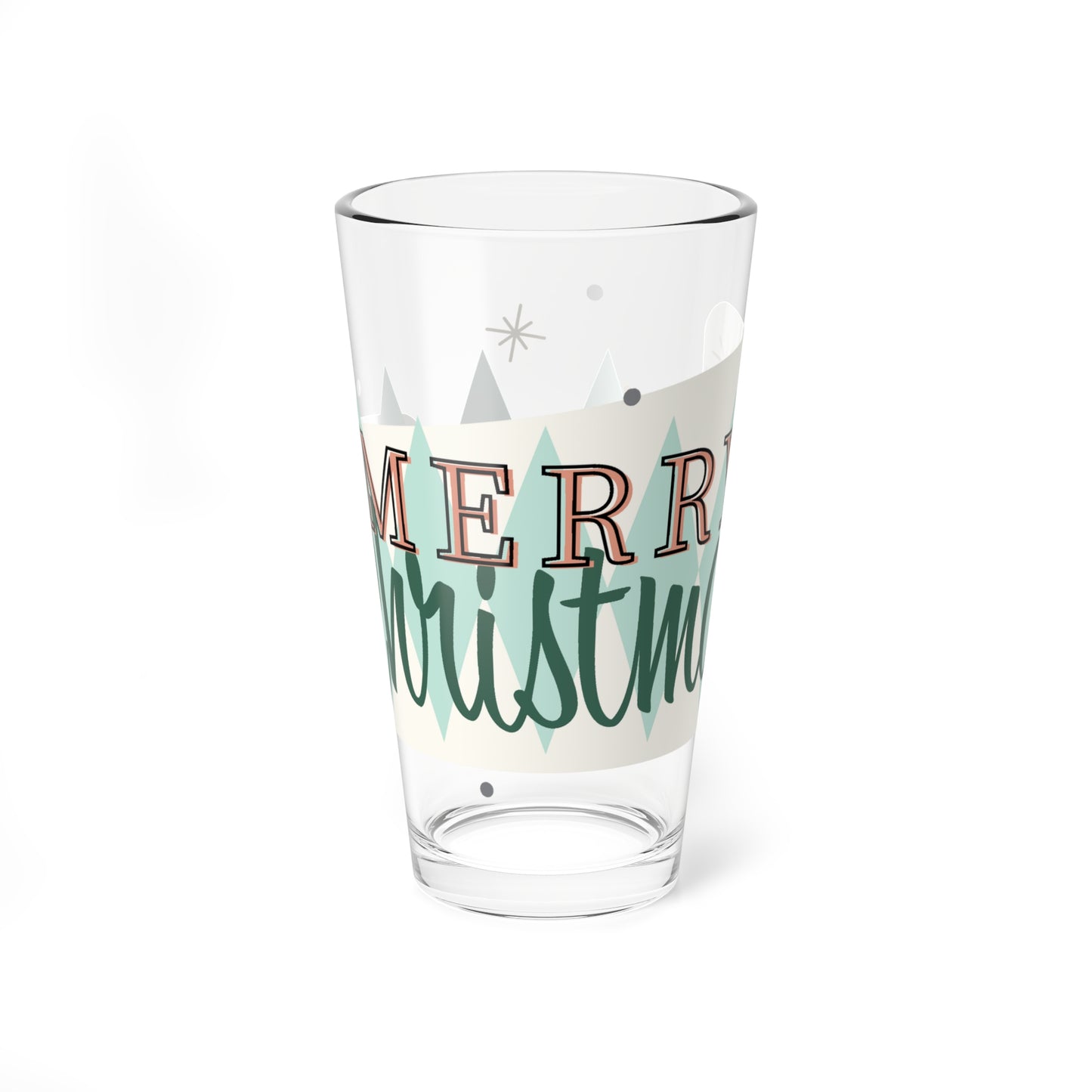 Retro Merry Christmas Mixing Glass, 16oz