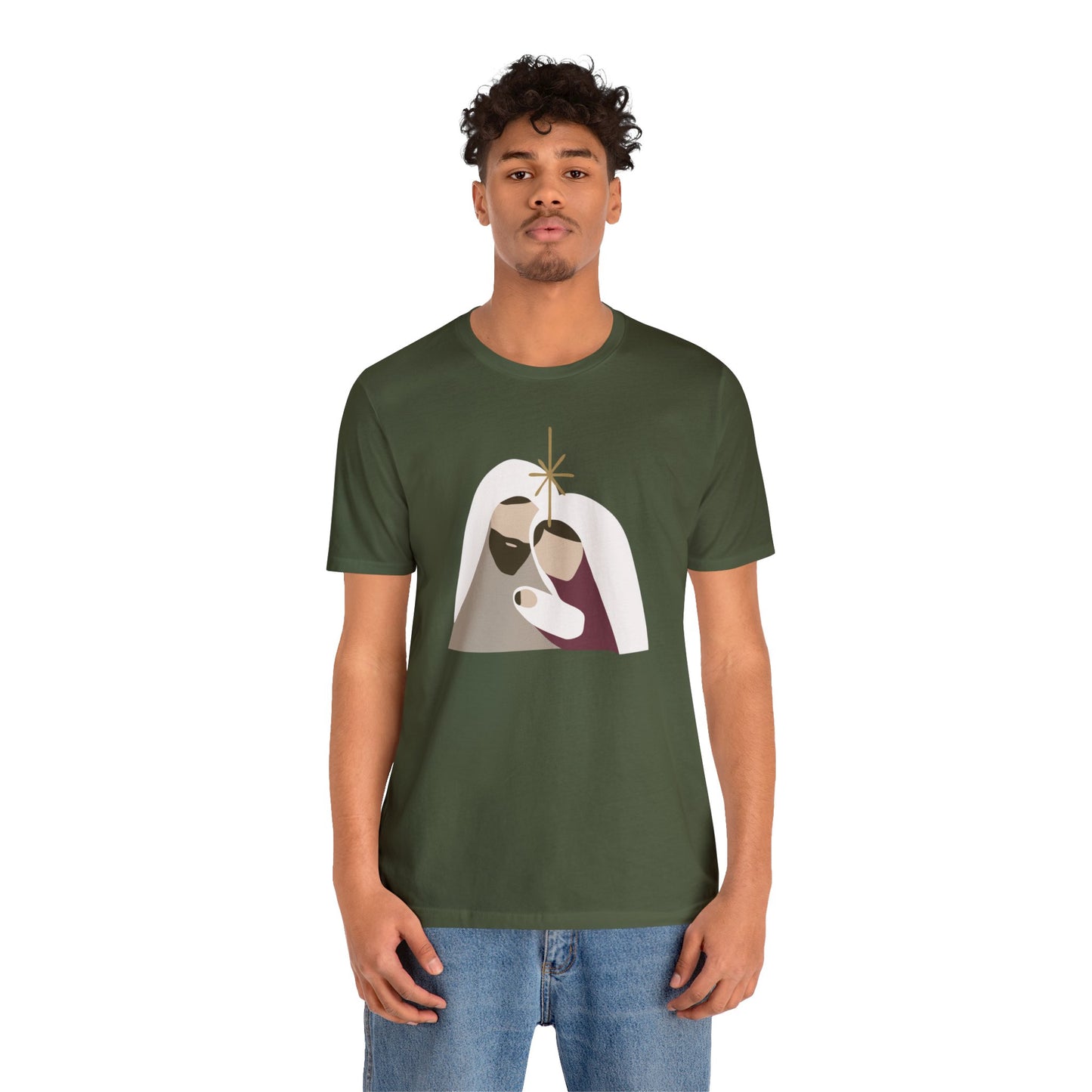 Holy Family Christmas Christian Bella Jersey Short Sleeve Tee (Unisex)