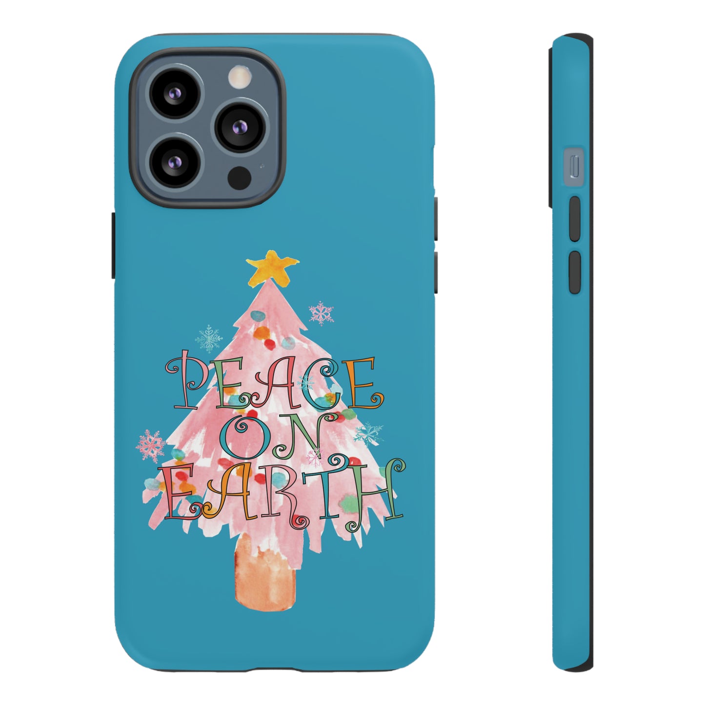 Peace on Earth Christmas/ Holiday Apple iPhone Tough Cases - Turquoise