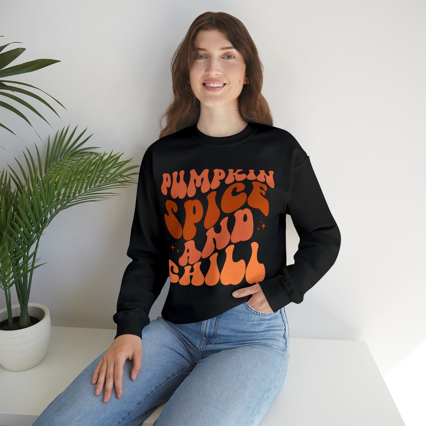 Pumpkin Spice and Chill Heavy Blend™ Crewneck Sweatshirt