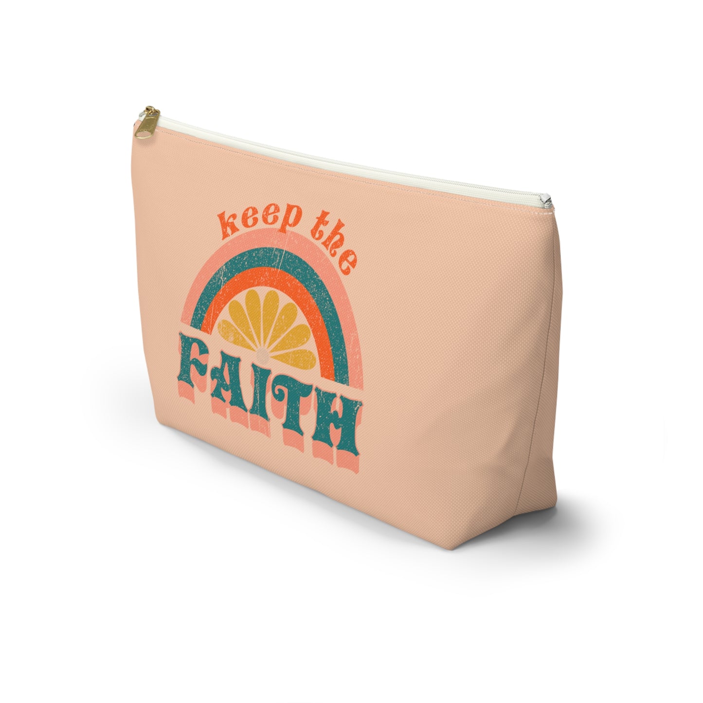 Christian Keep the Faith Print Design Accessory Pouch w T-bottom