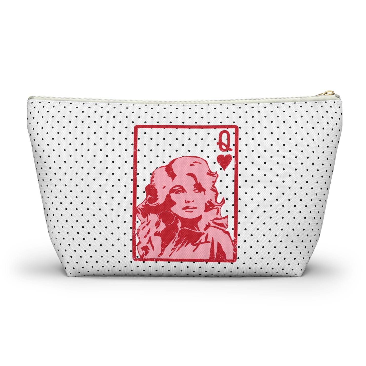 Dolly Queen of Hearts Polka Dot Design Valentine Accessory Pouch w T-bottom