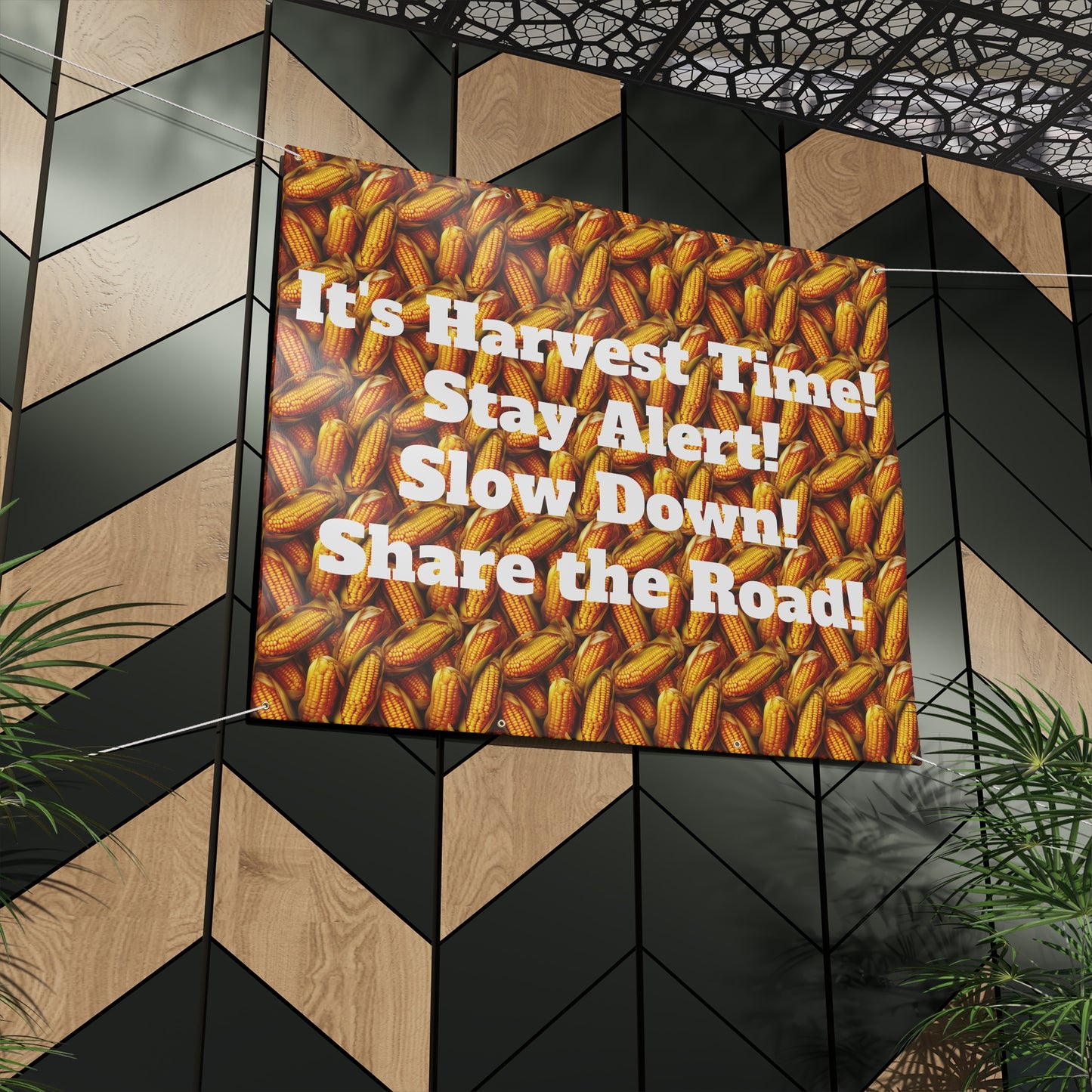 It's Harvest Time- Stay Alert- Slow Down- Share the Road Farming Matte Banner