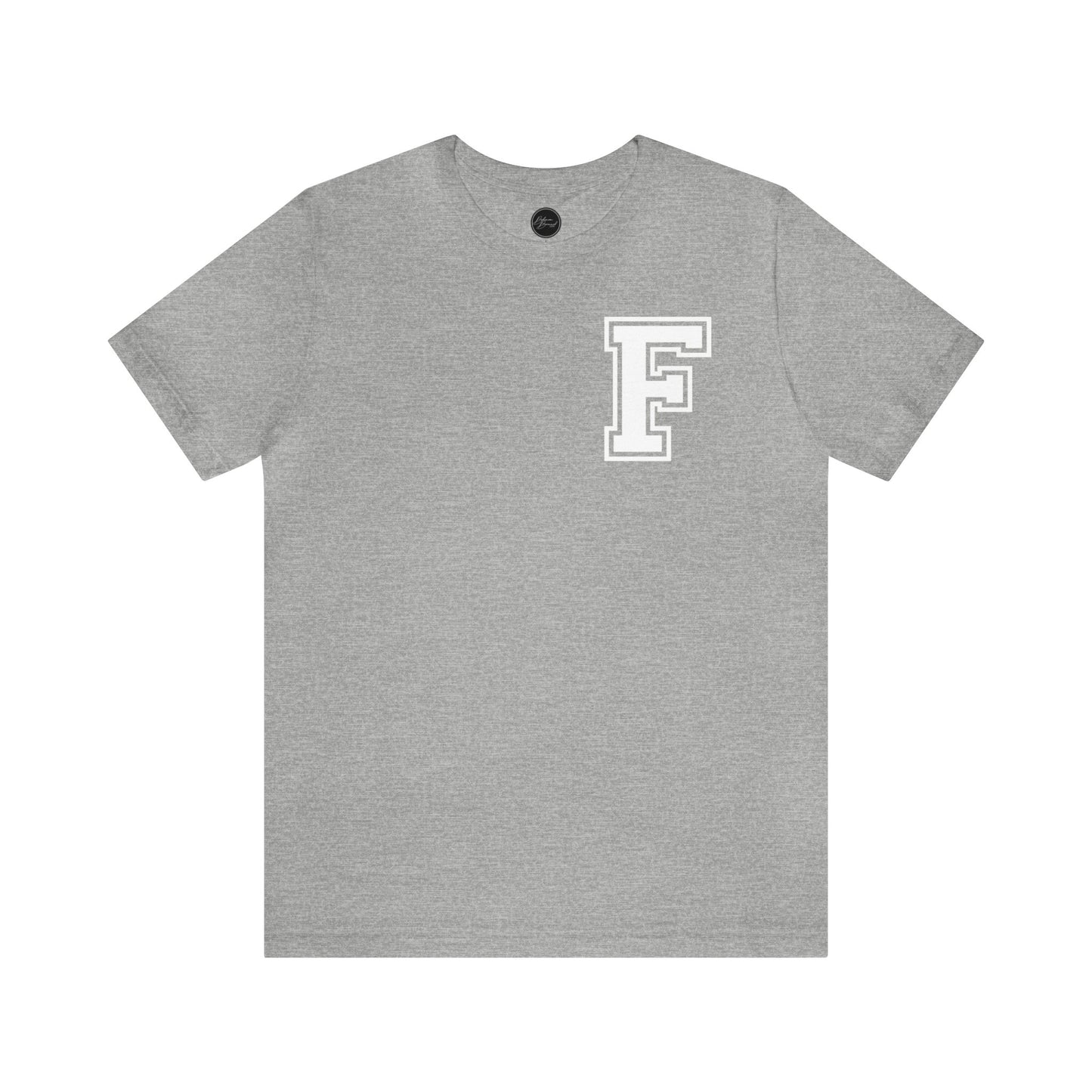 Front and Back Design - Varsity F Vertical Freeburg Midgets Logo Bella Jersey Short Sleeve Tee (Unisex)