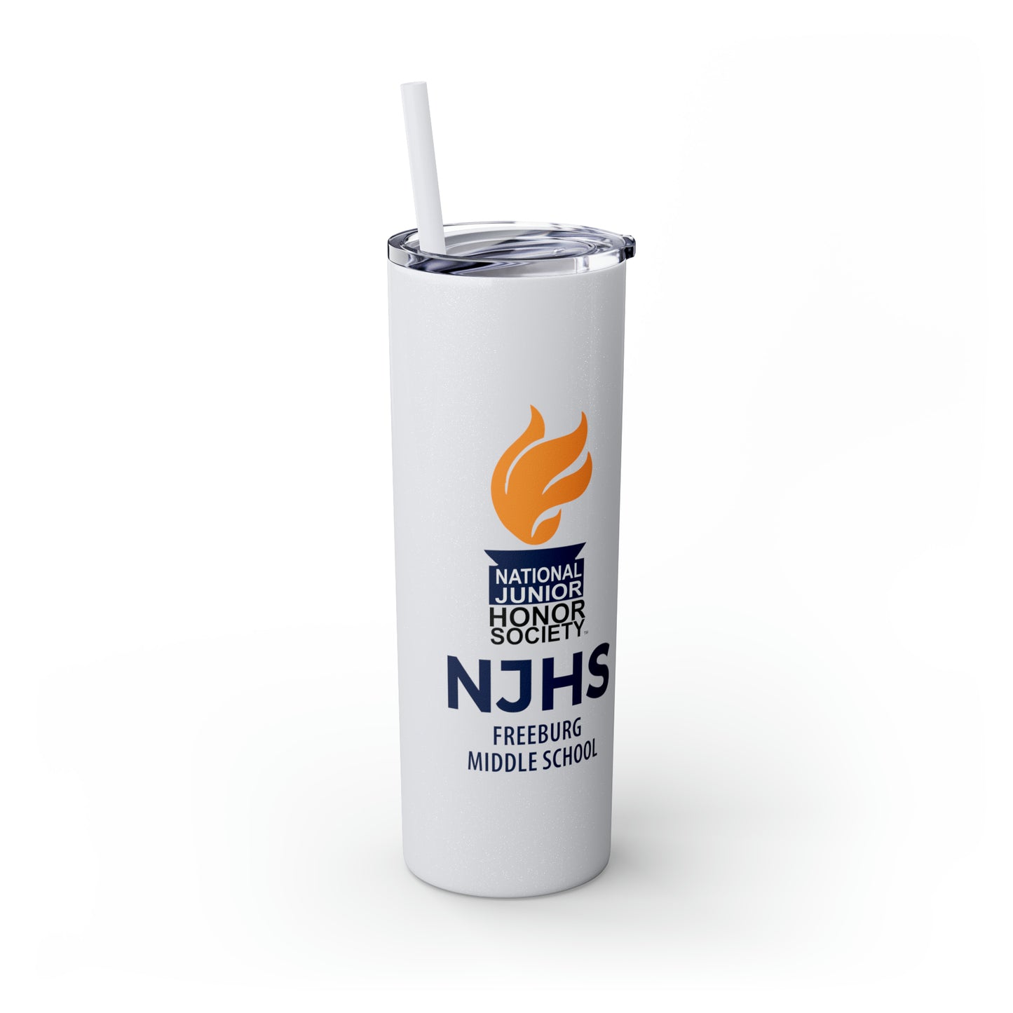 Freeburg Middle School National Junior Honor Society NJHS Yellow Torch Skinny Tumbler with Straw, 20oz