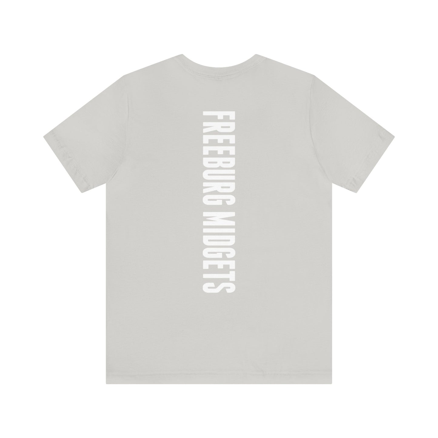 Front and Back Design - Varsity F Vertical Freeburg Midgets Logo Bella Jersey Short Sleeve Tee (Unisex)