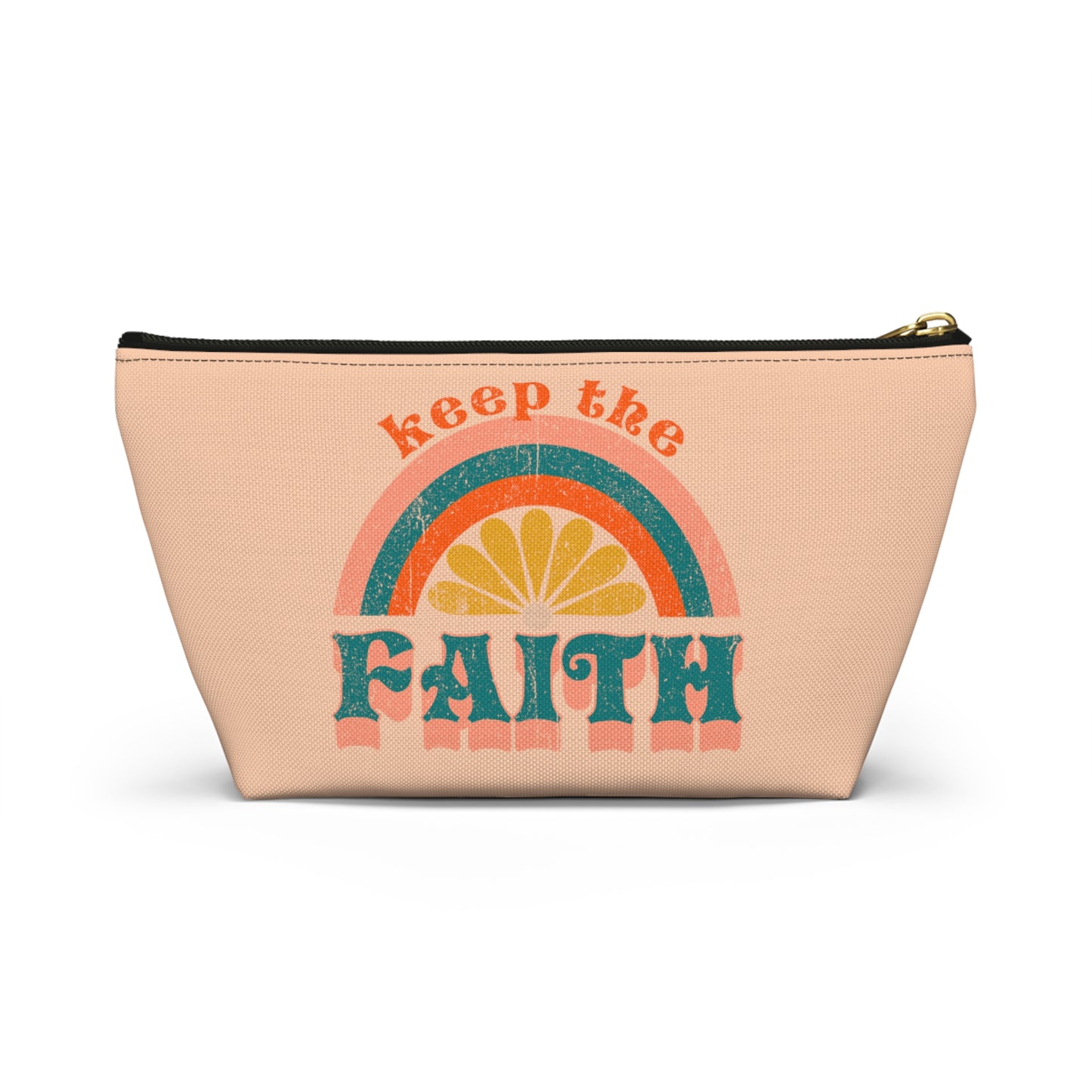 Christian Keep the Faith Print Design Accessory Pouch w T-bottom
