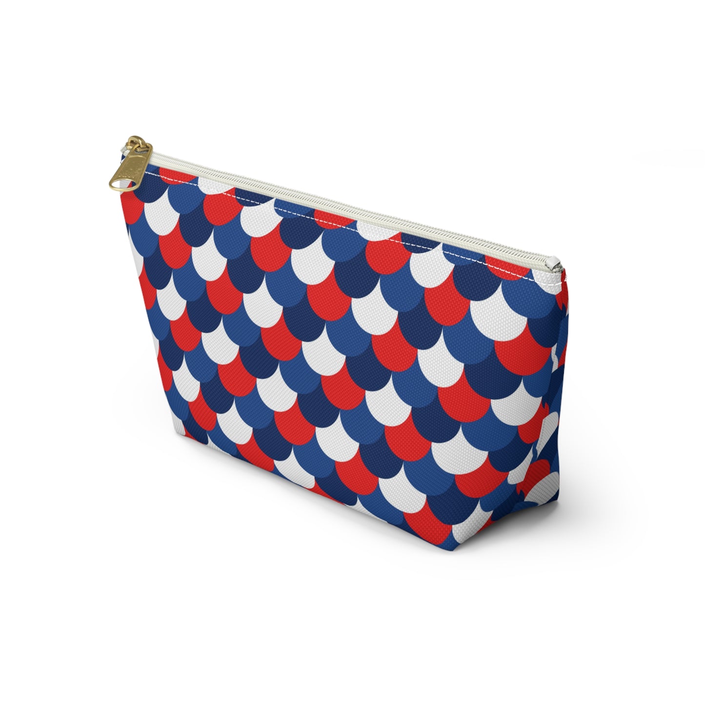 USA America 4th of July Mermaid Scale Red, White and Blue Print Design Accessory Pouch w T-bottom