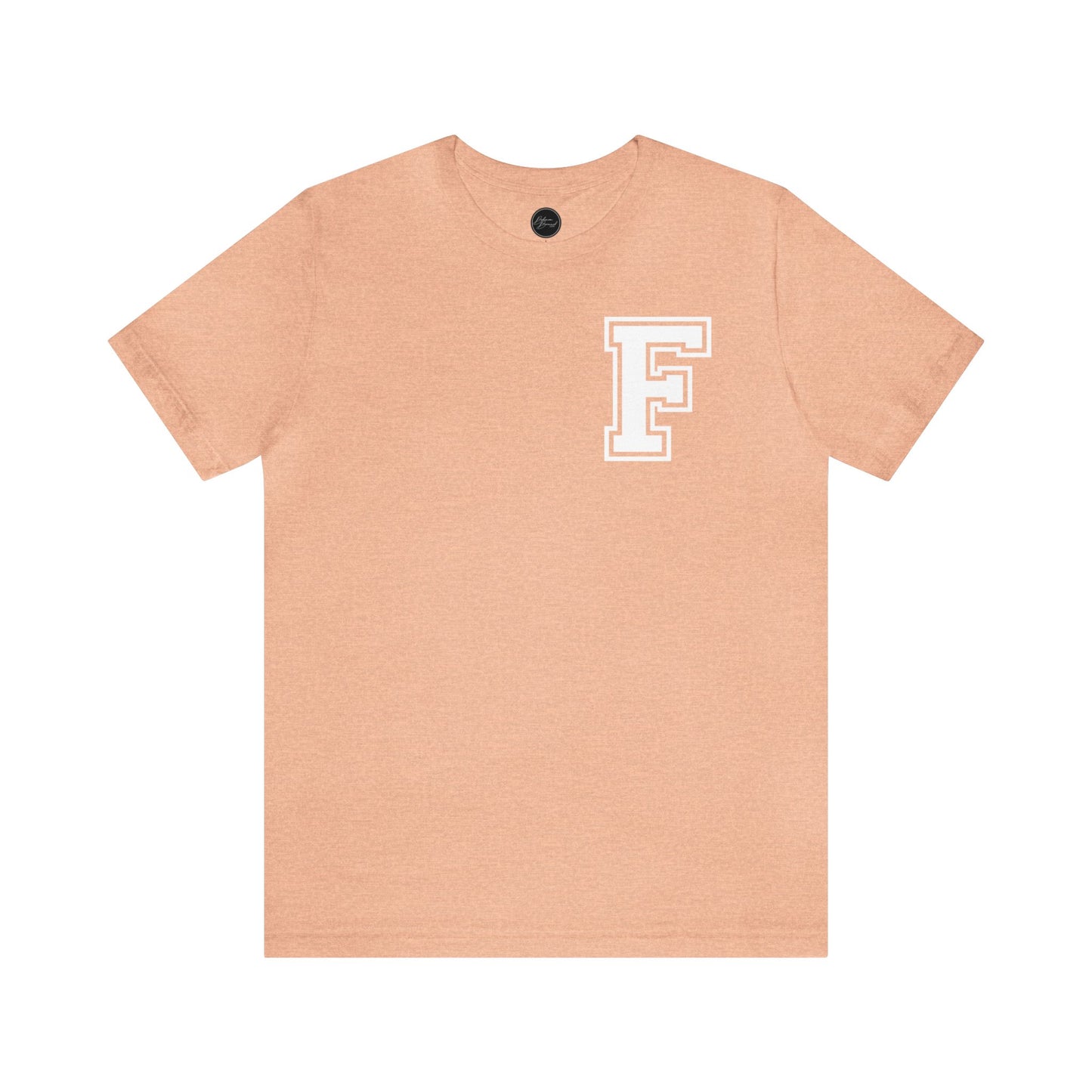 Front and Back Design - Varsity F Vertical Freeburg Midgets Logo Bella Jersey Short Sleeve Tee (Unisex)