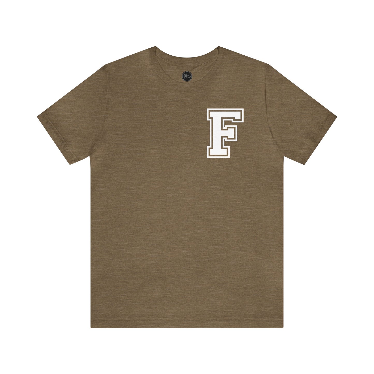 Front and Back Design - Varsity F Vertical Freeburg Midgets Logo Bella Jersey Short Sleeve Tee (Unisex)