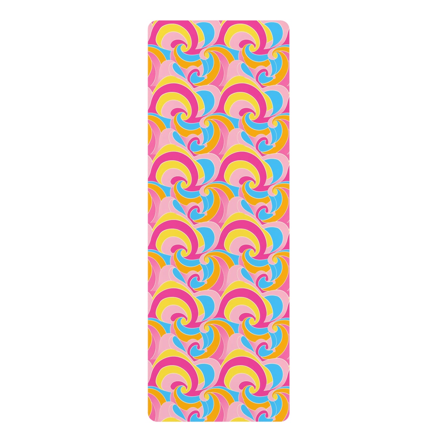 Retro Disco Neon Pink Blue Yellow Pattern Rubber Yoga Mat