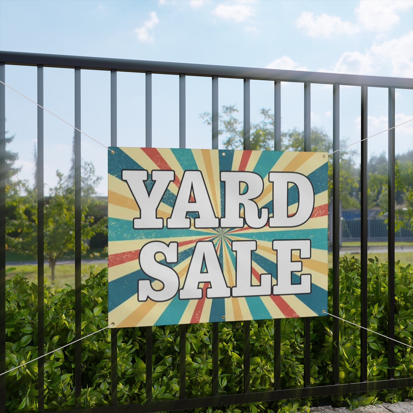 Retro Golden Checkerboard Yard Sale Sign/ Matte Banner