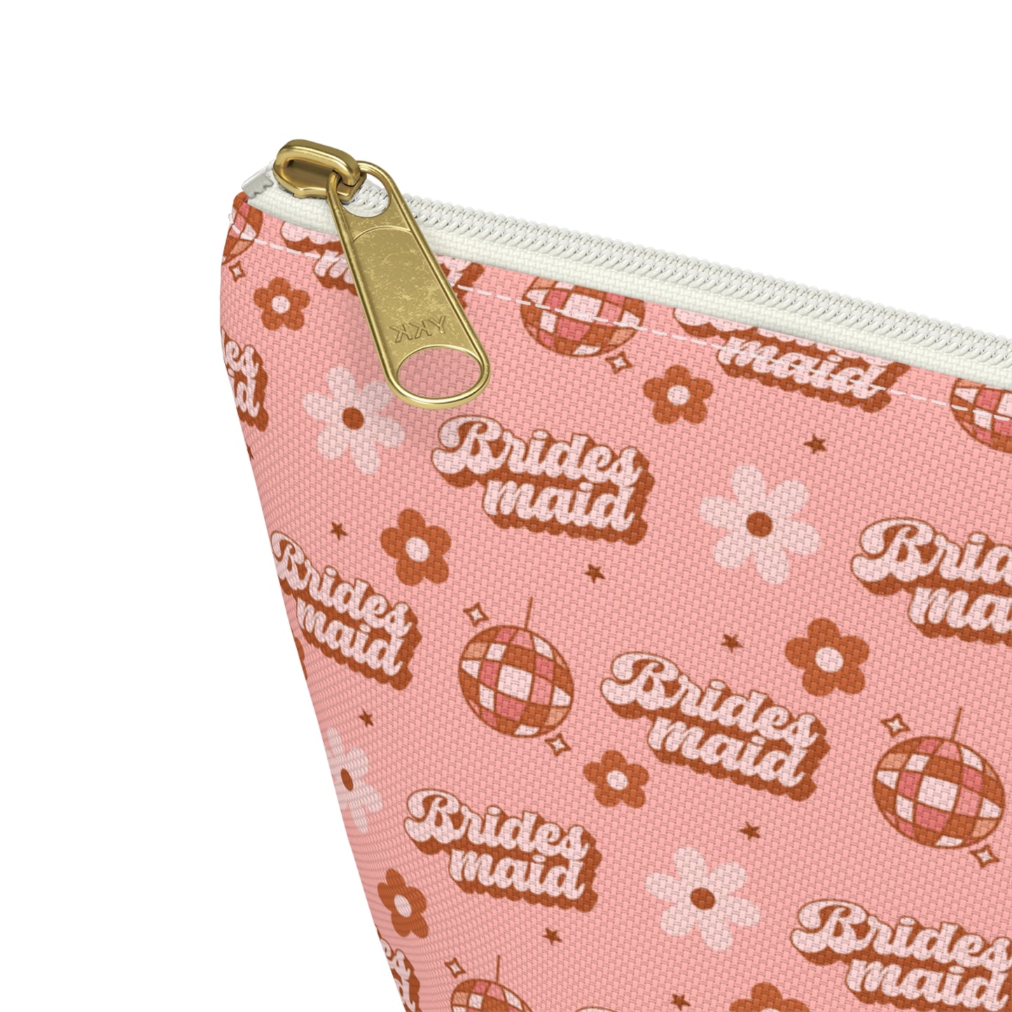 Retro Bridesmaid Pink Disco Ball Print Design Accessory Pouch w T-bottom