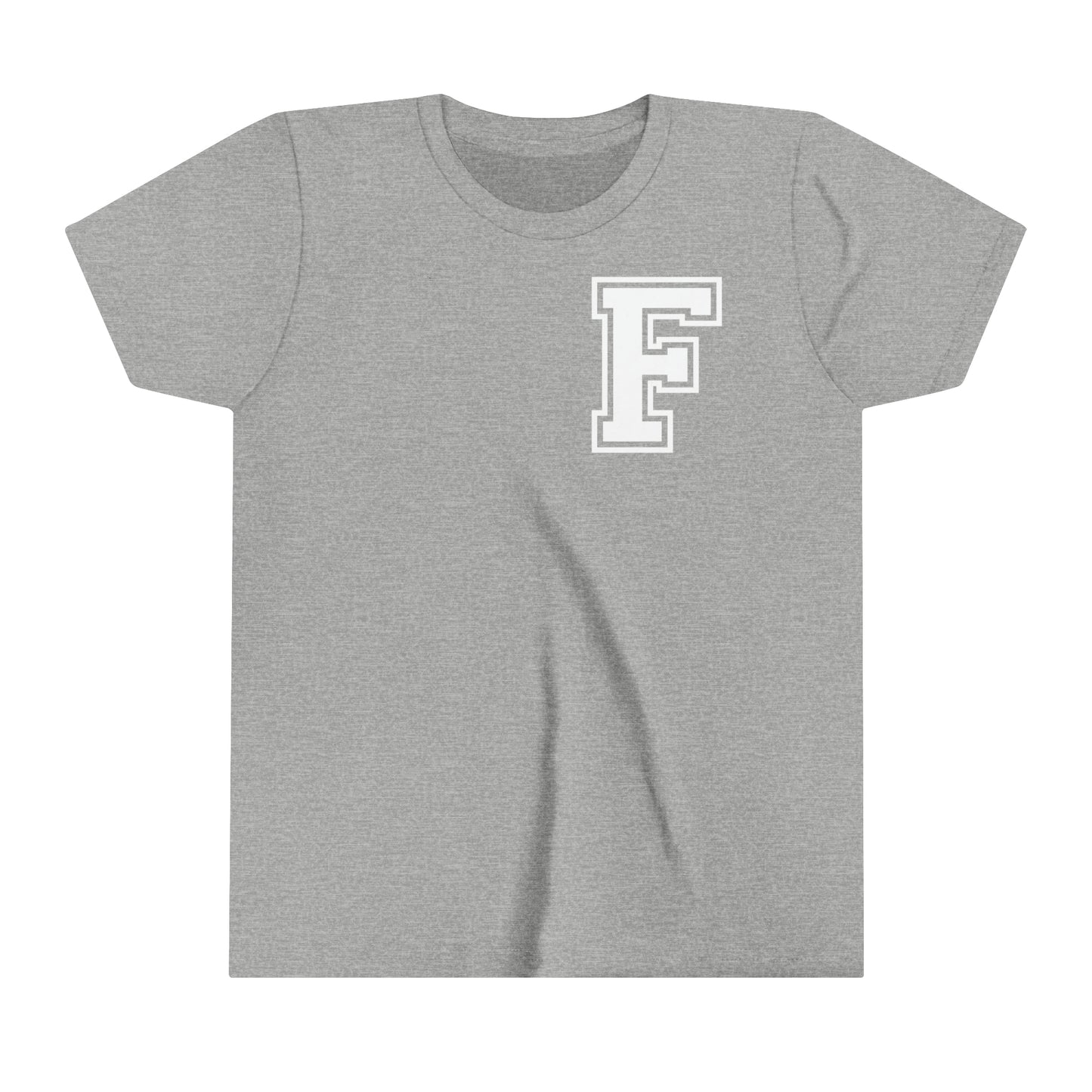 YOUTH - Front and Back Design - Varsity F Vertical Freeburg Midgets Logo - Short Sleeve Tee