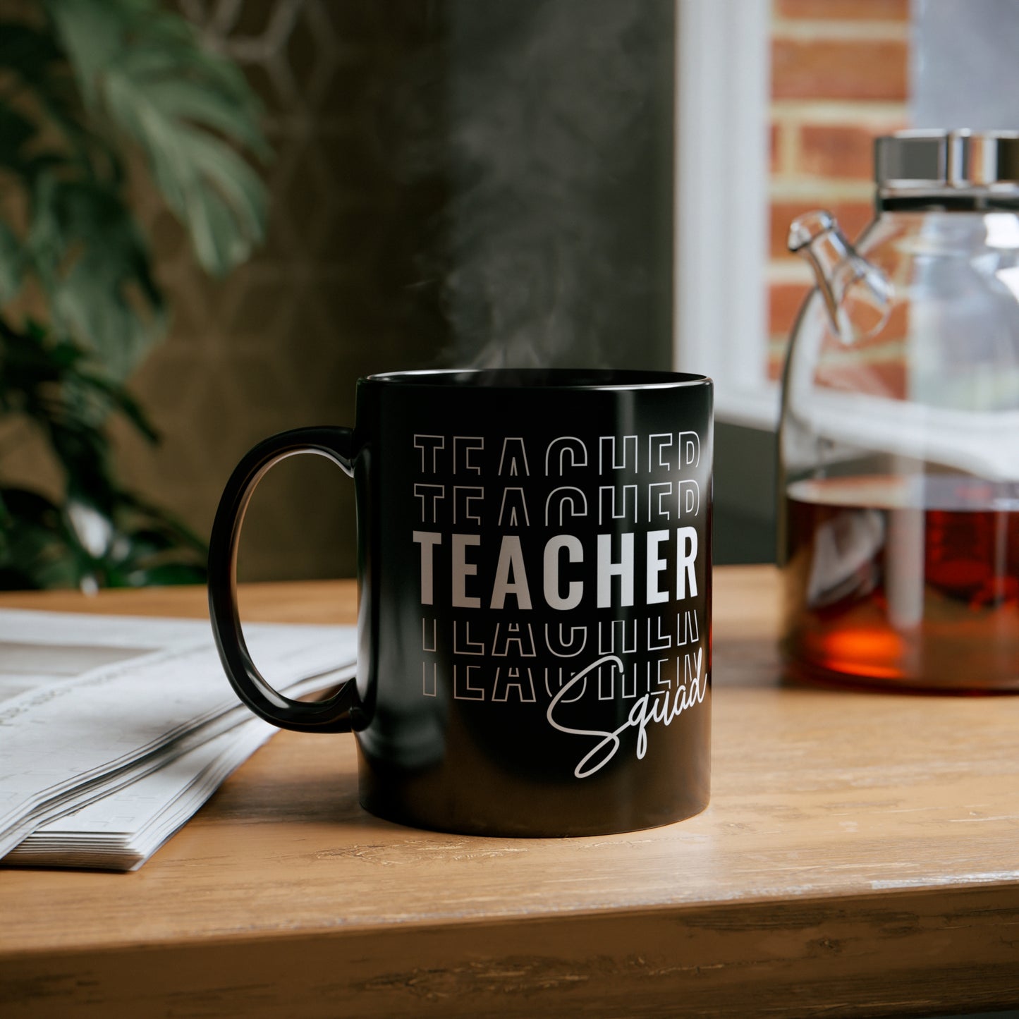 Teacher Teacher Teacher Squad Crew 11oz Black Mug