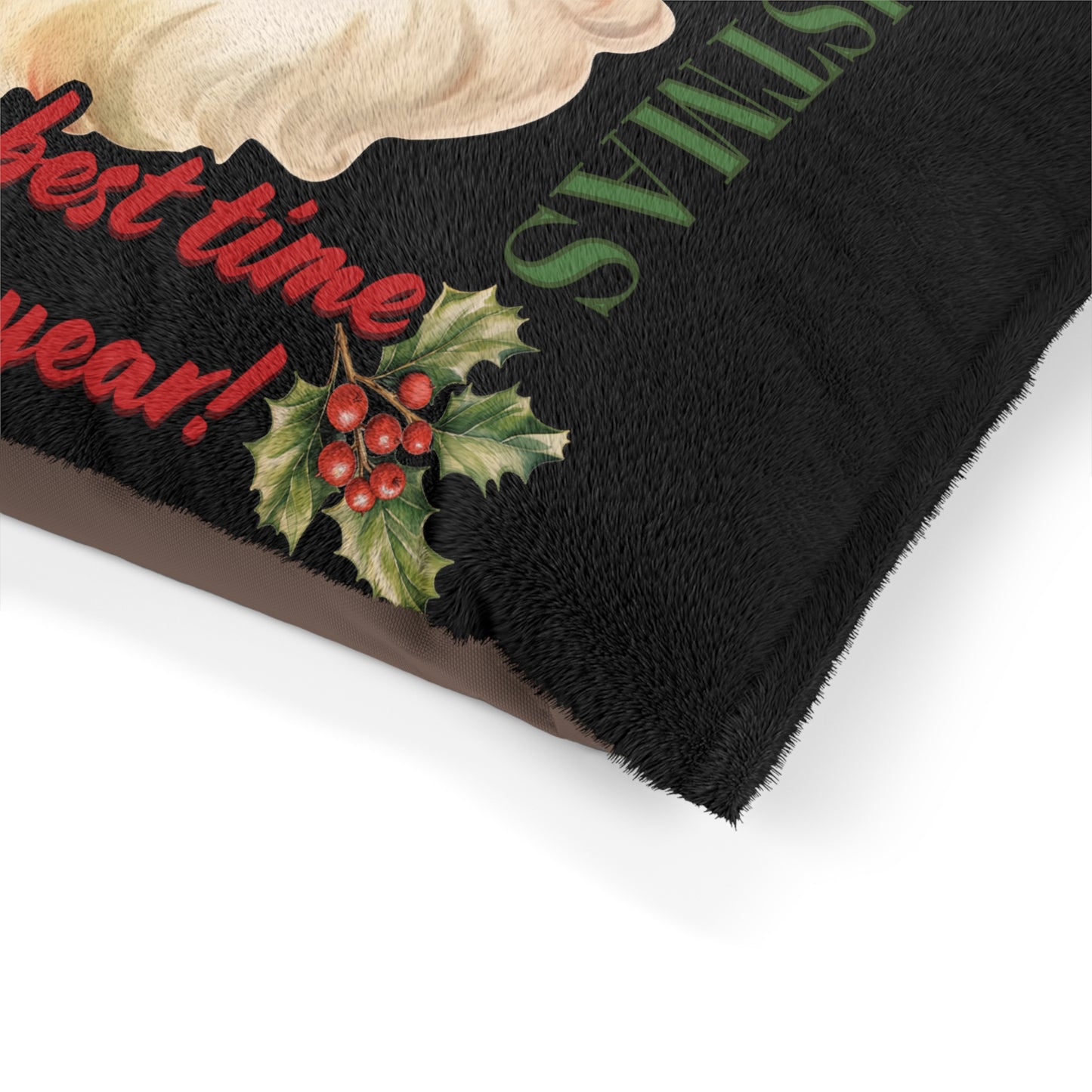 Have a Holly Jolly Christmas Arched Classic Santa Paw Print Pet Bed