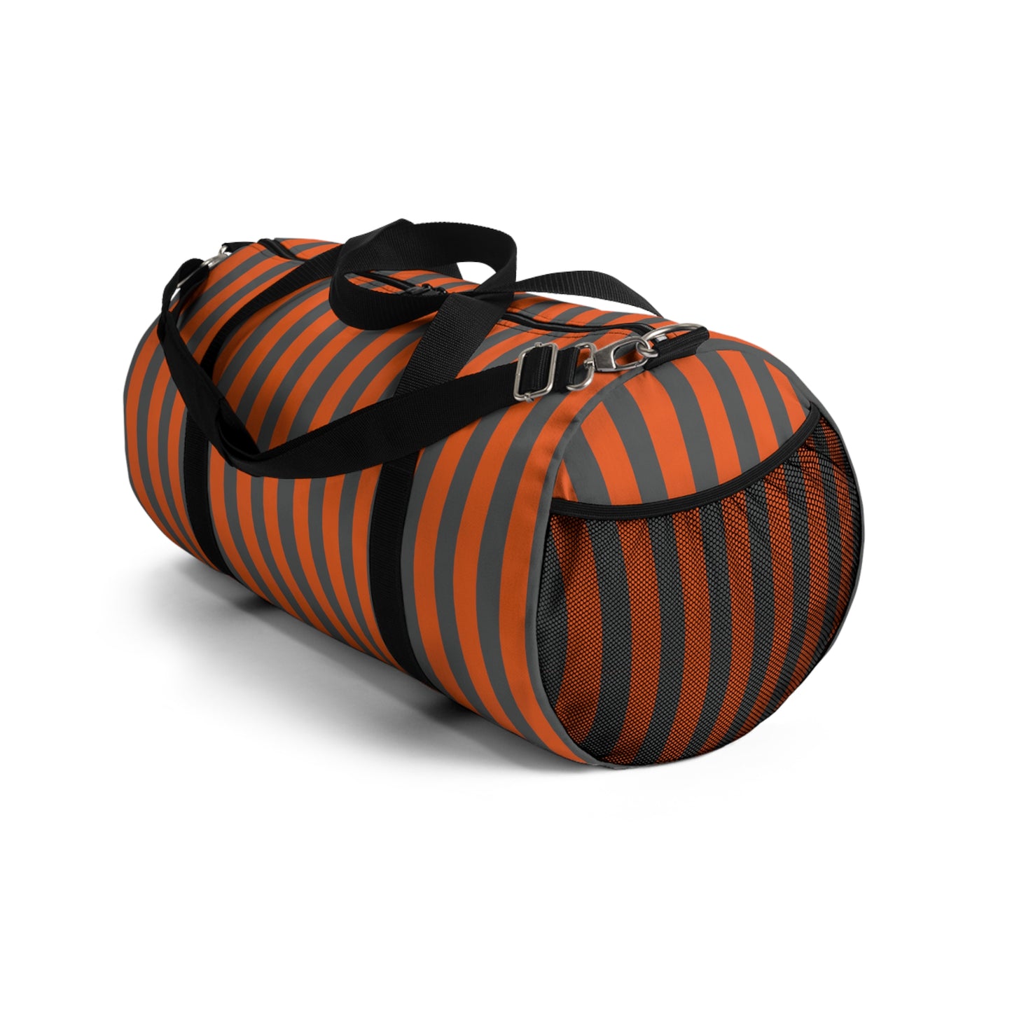 Orange and Gray Striped Duffel Bag