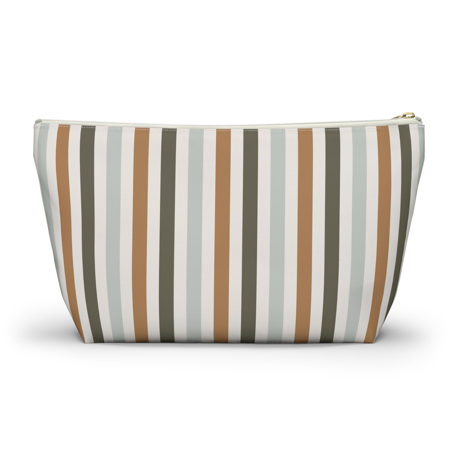 Fall Retro Brown Striped Print Design  Accessory Pouch w T-bottom
