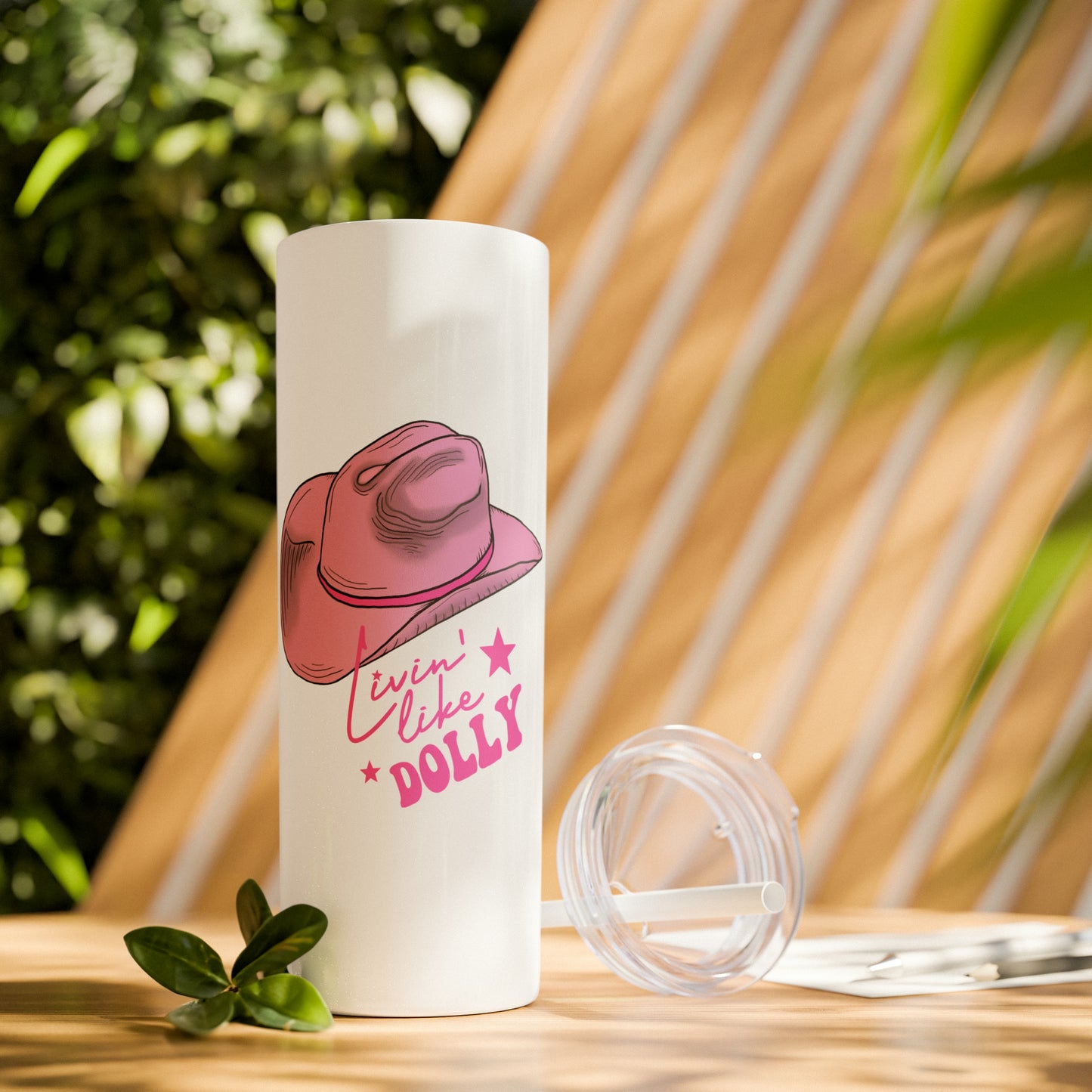 Living Like Dolly Skinny Tumbler with Straw, 20oz