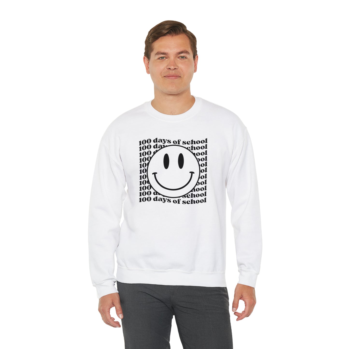100 Days of School Smiley Face Heavyweight Crewneck Sweatshirt
