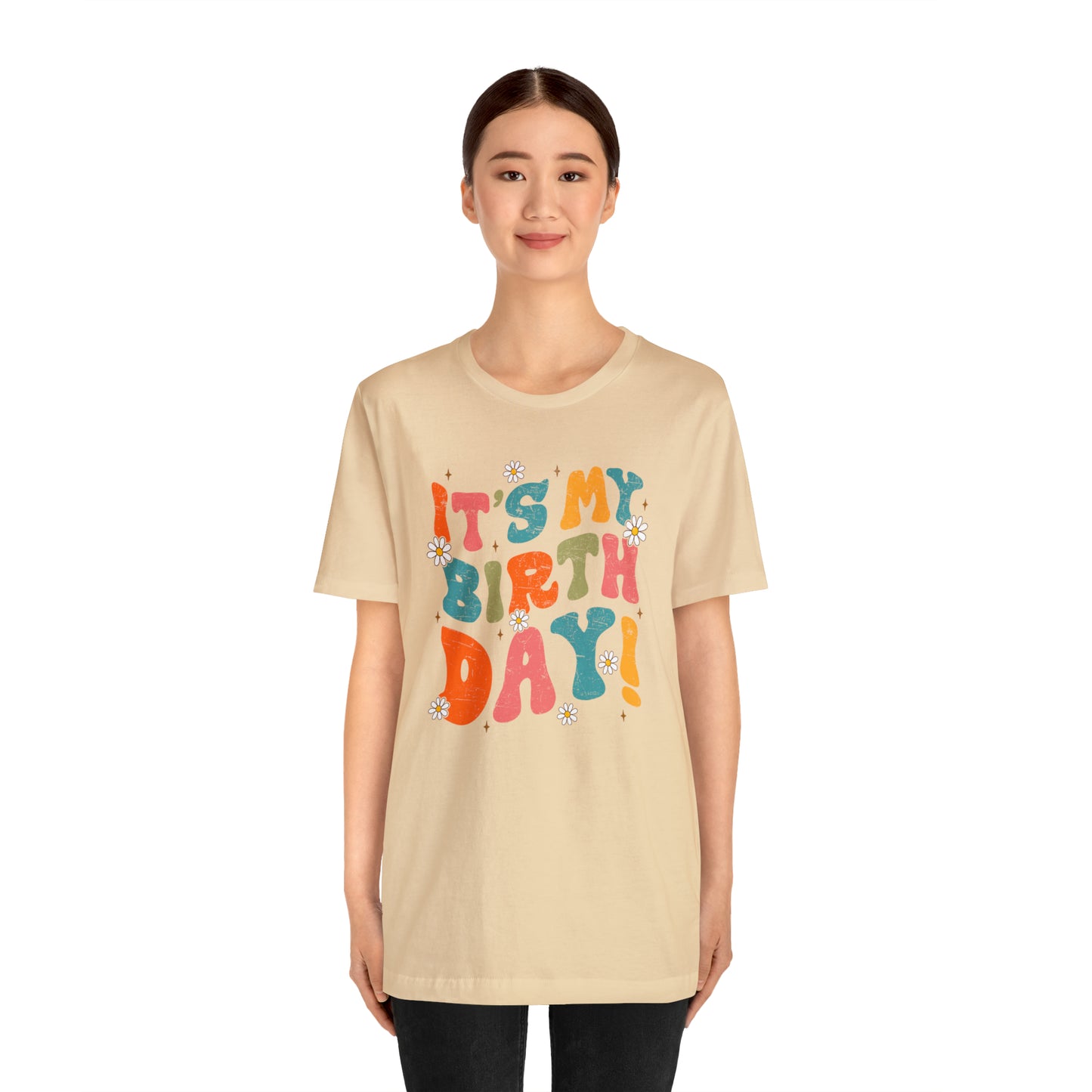 Distressed It's My Birthday Colorful Daisy T-Shirt