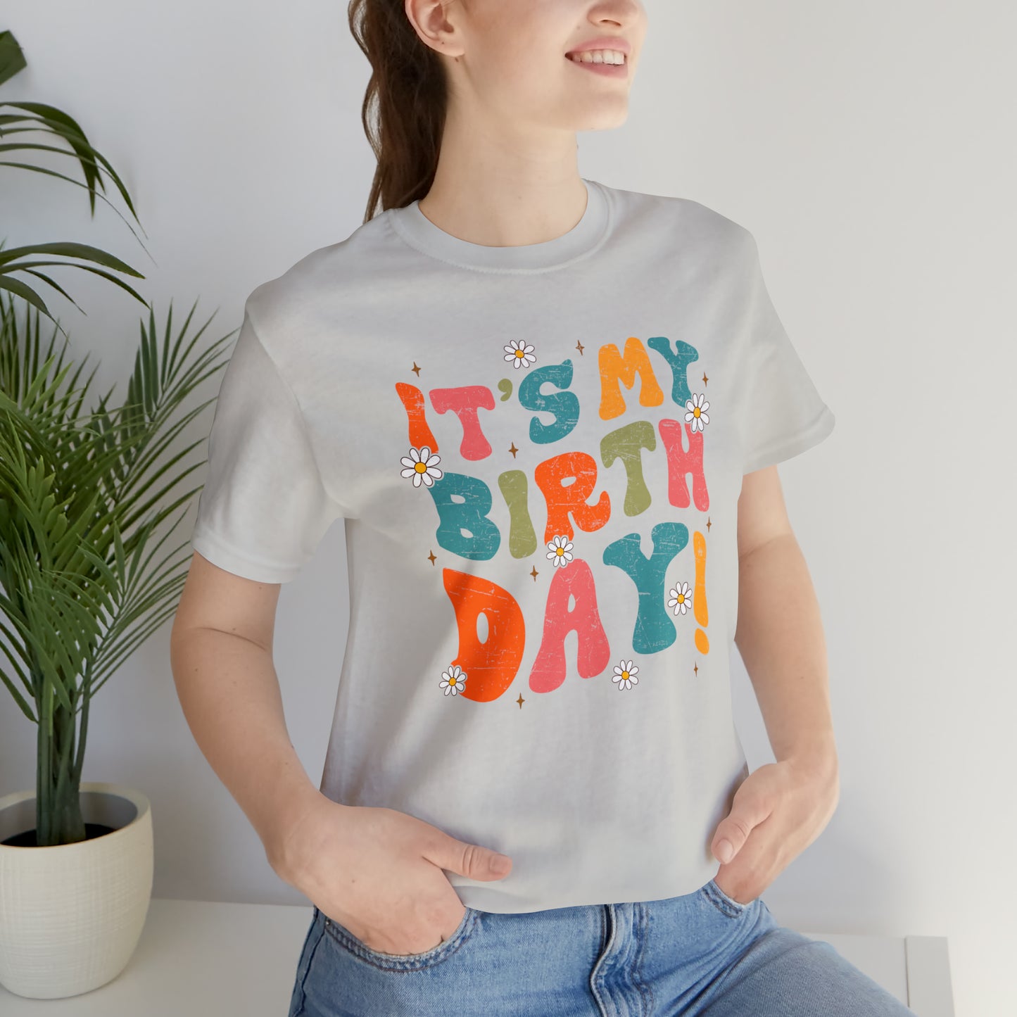 Distressed It's My Birthday Colorful Daisy T-Shirt
