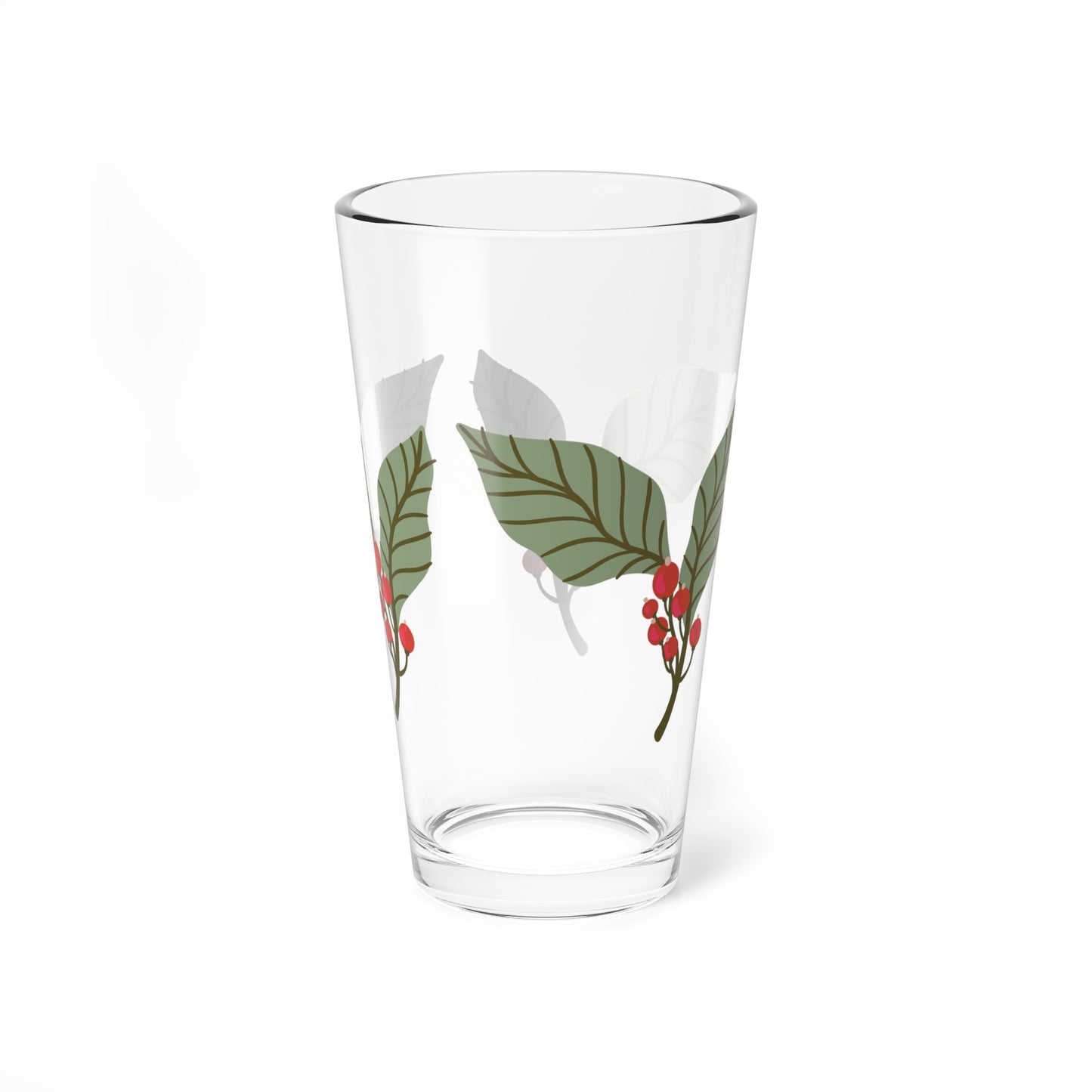 Holly Berry Christmas Holiday Mixing Glass, 16oz