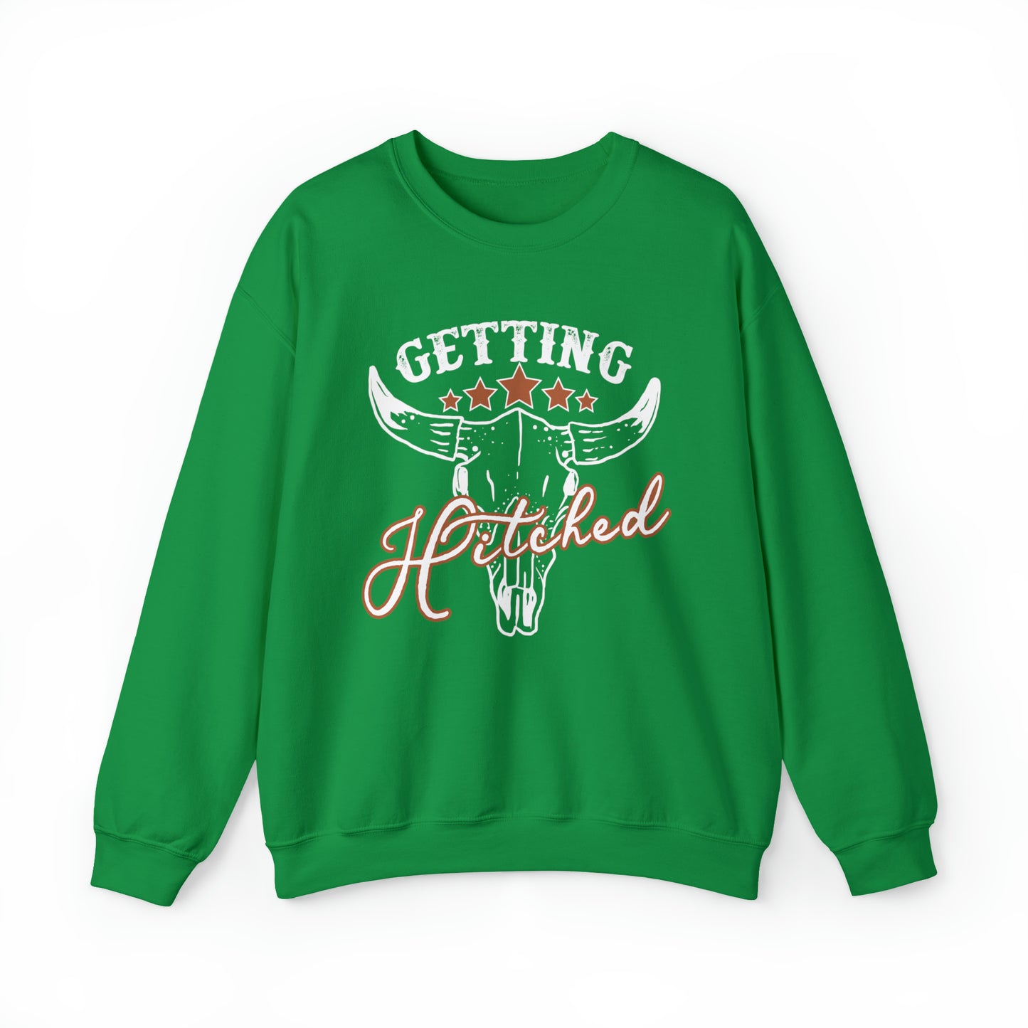 Vintage Getting Hitched Bride Unisex Heavy Blend™ Crewneck Sweatshirt - White Ink