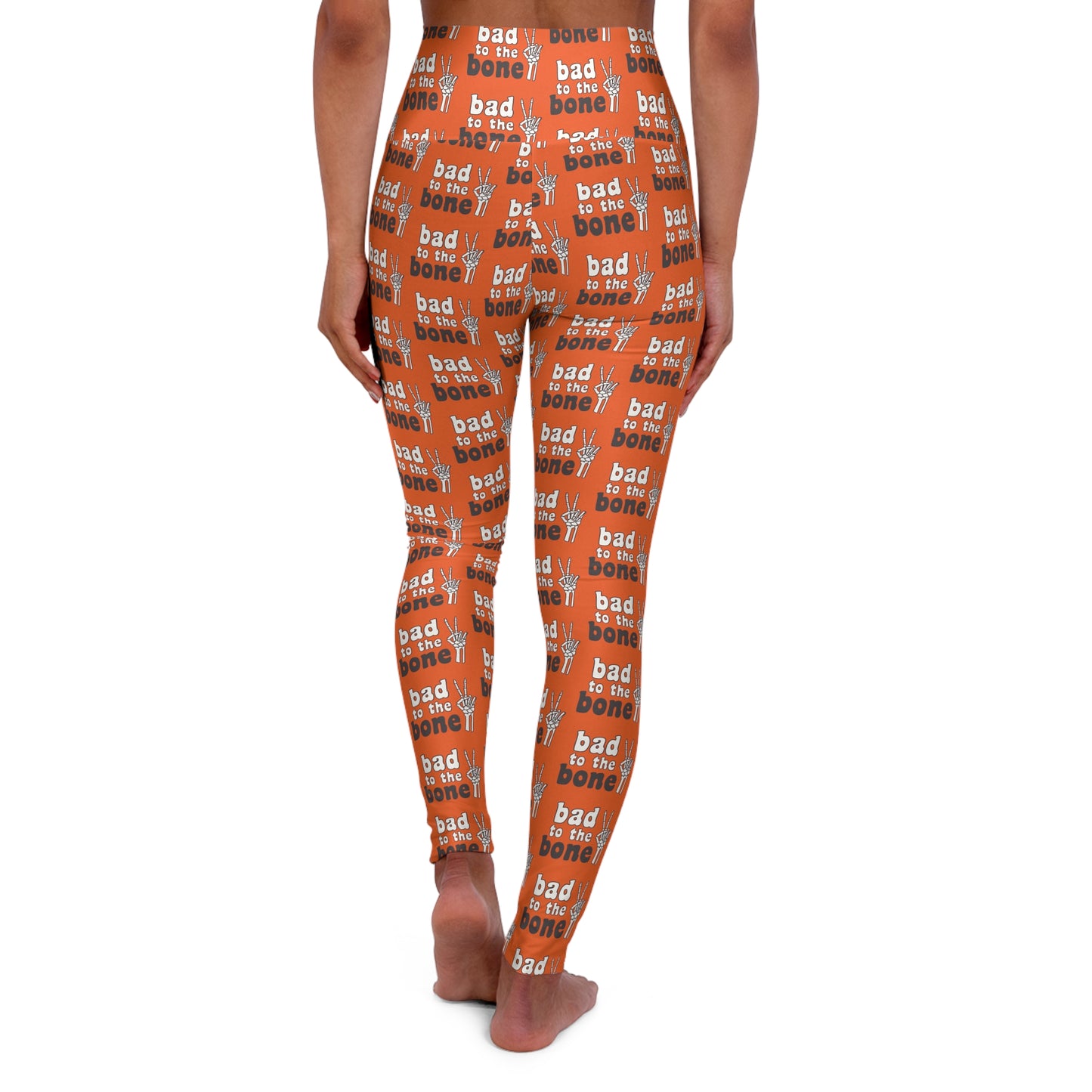 Skeleton Bad to the Bone Halloween/Fall High Waisted White Yoga Leggings