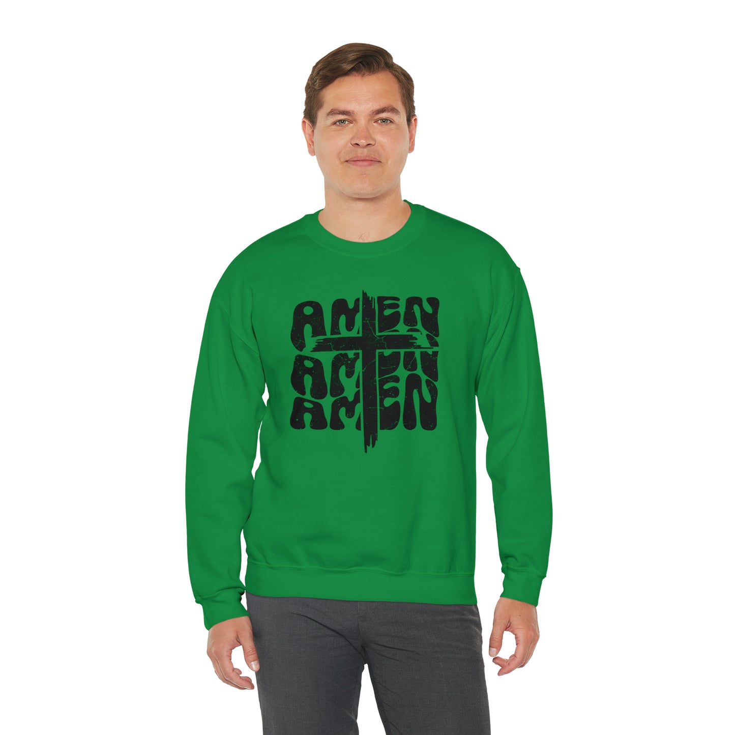 Amen Amen Amen with Cross Design Heavy Blend™ Crewneck Sweatshirt