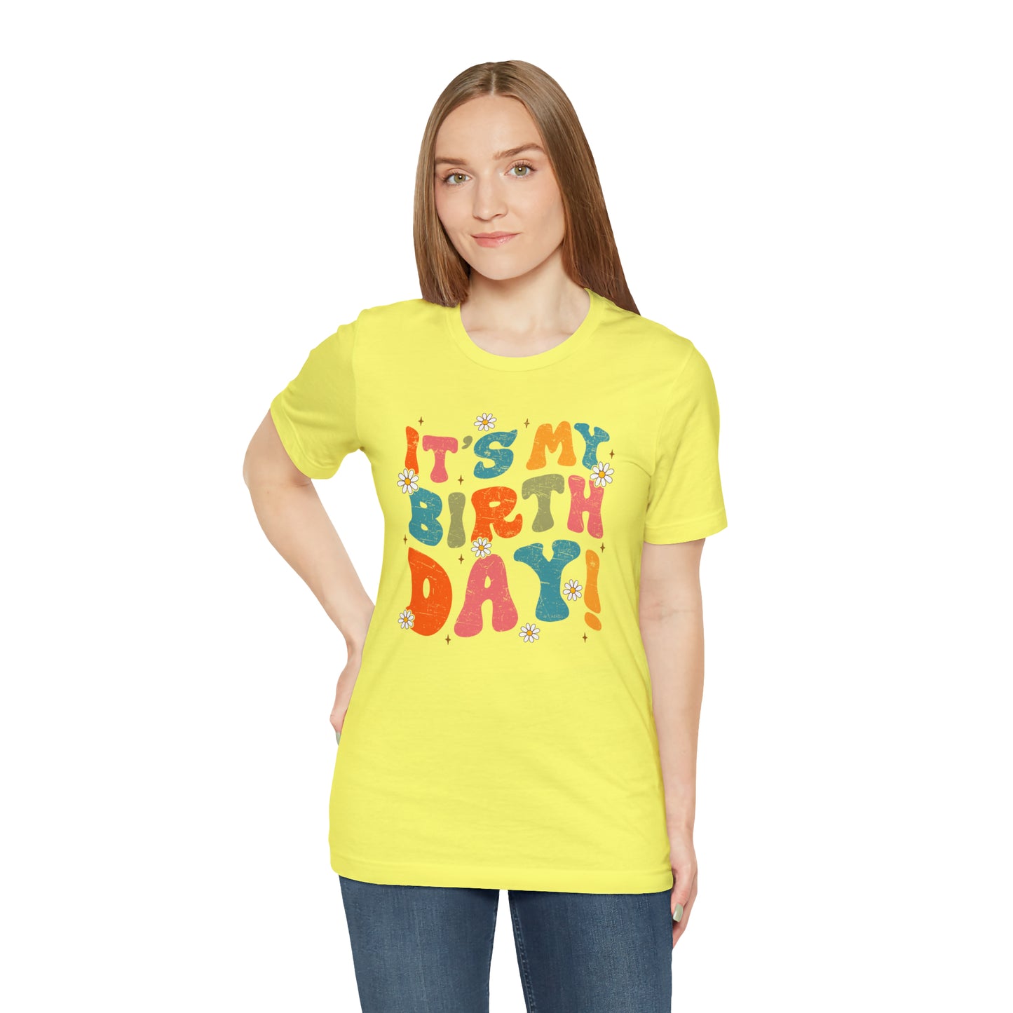 Distressed It's My Birthday Colorful Daisy T-Shirt