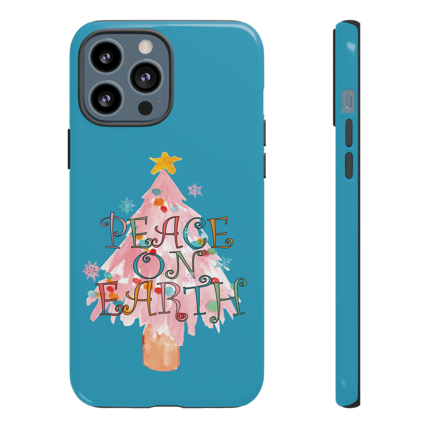 Peace on Earth Christmas/ Holiday Apple iPhone Tough Cases - Turquoise