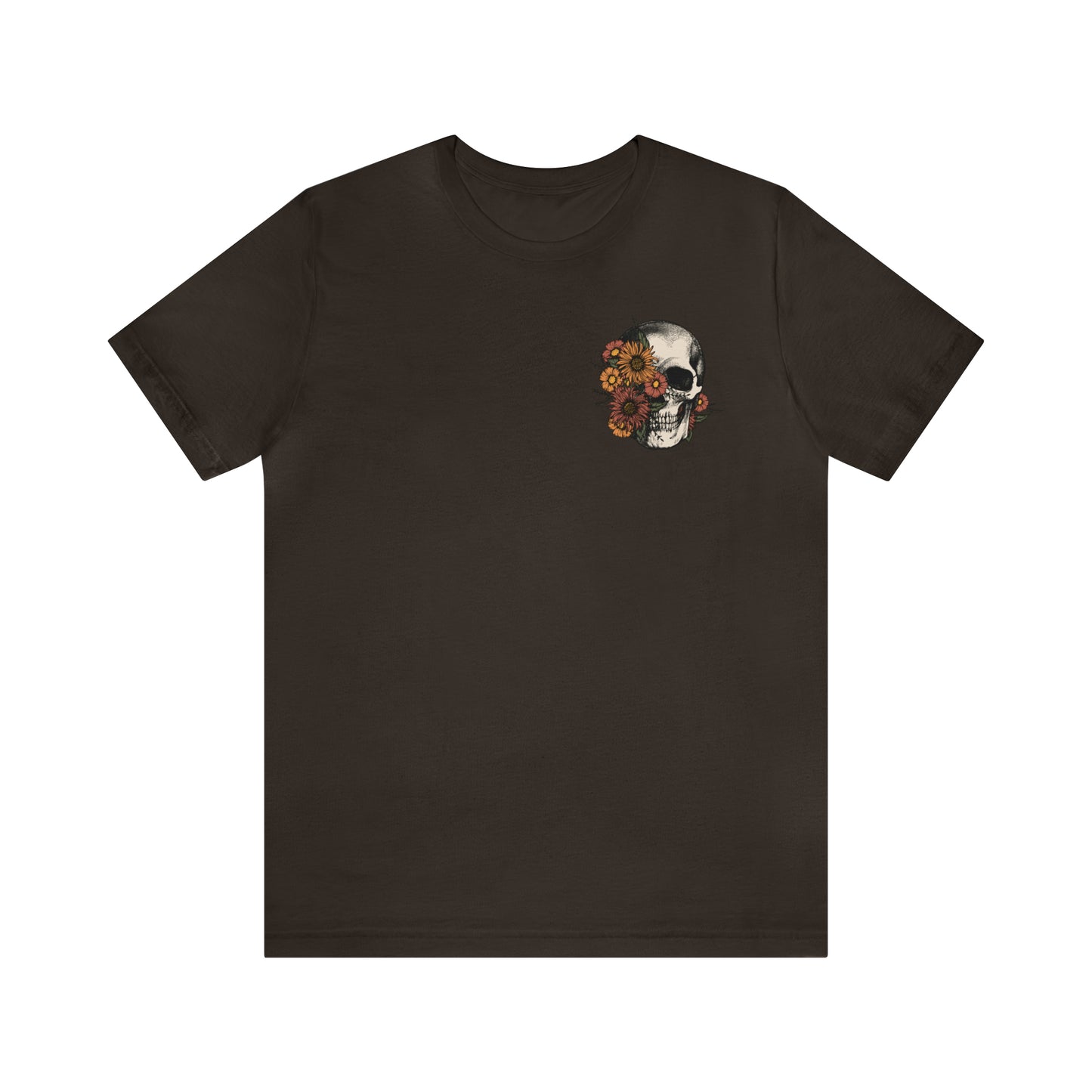 Floral Skeleton Head Front and Back Design T-Shirt