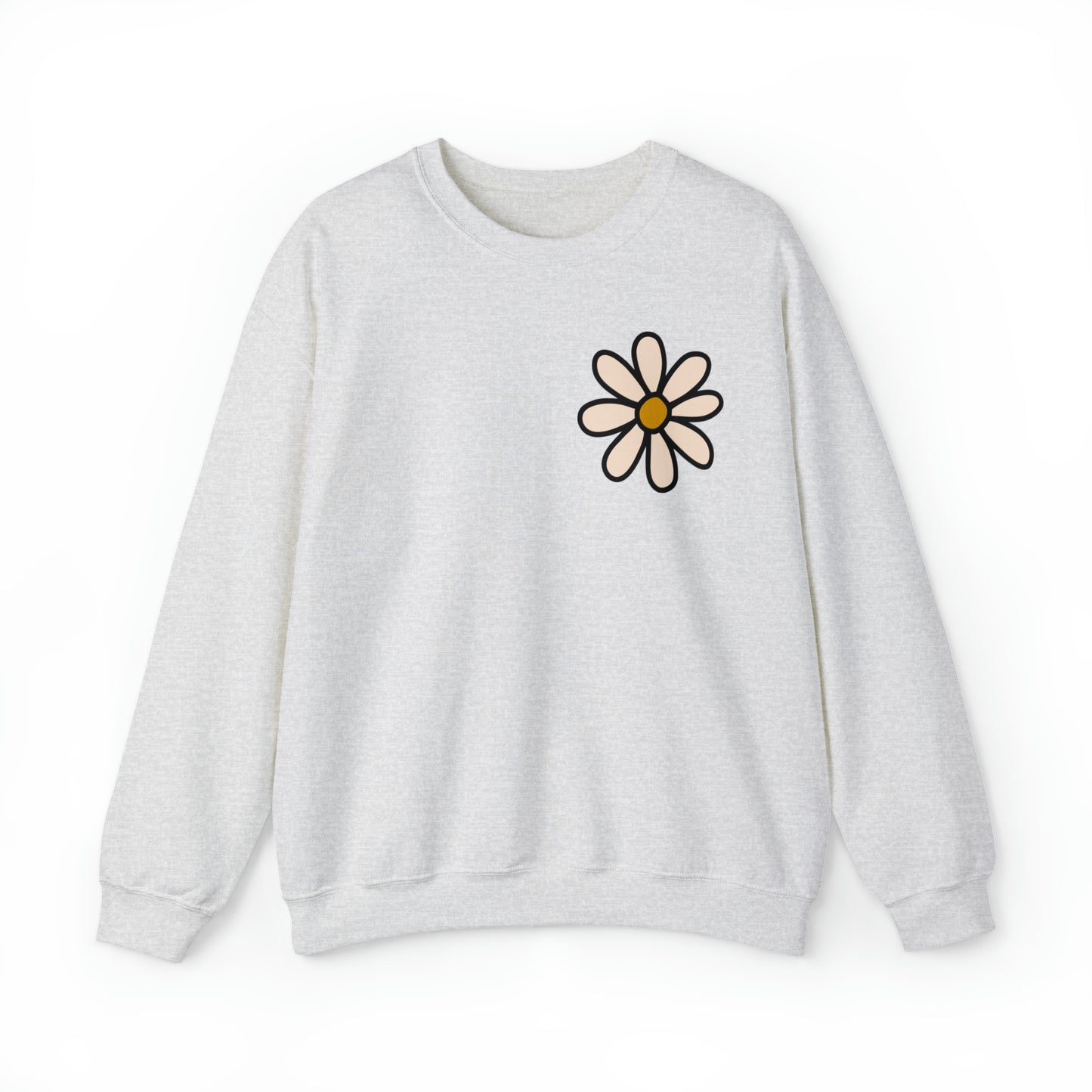 Distressed Daisy Love Like Jesus - Front and Back Design Heavy Blend™ Crewneck Sweatshirt
