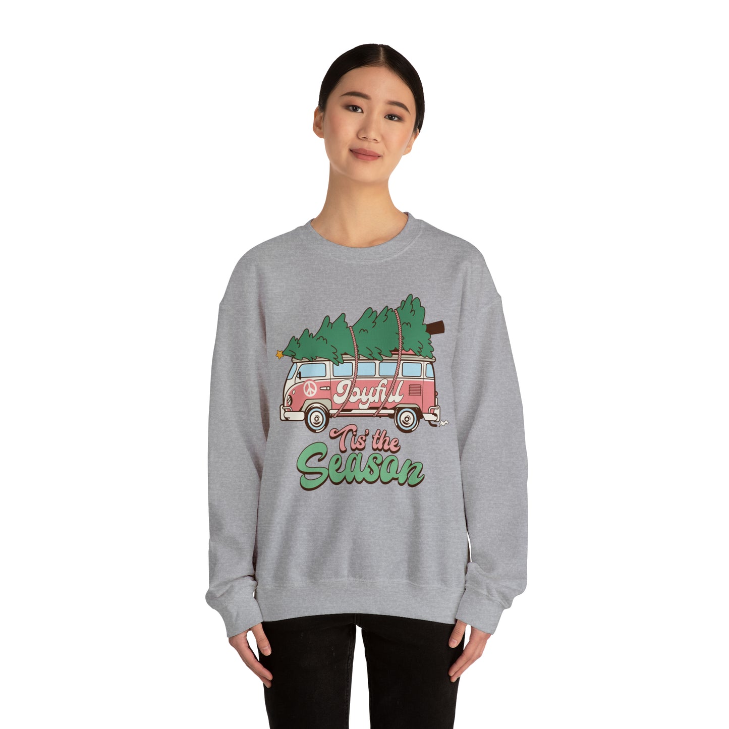 Tis the Season Retro Christmas Van Unisex Heavy Blend™ Crewneck Sweatshirt