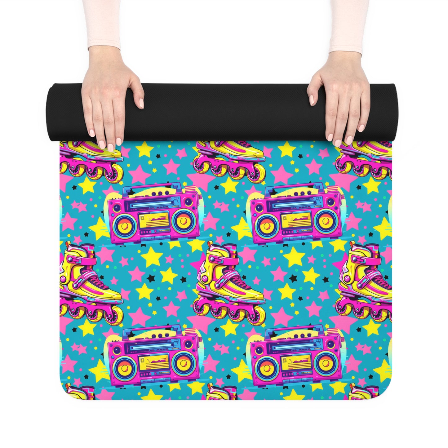 Jambox Stars Rollerblade 80's and 90's Pattern Rubber Yoga Mat
