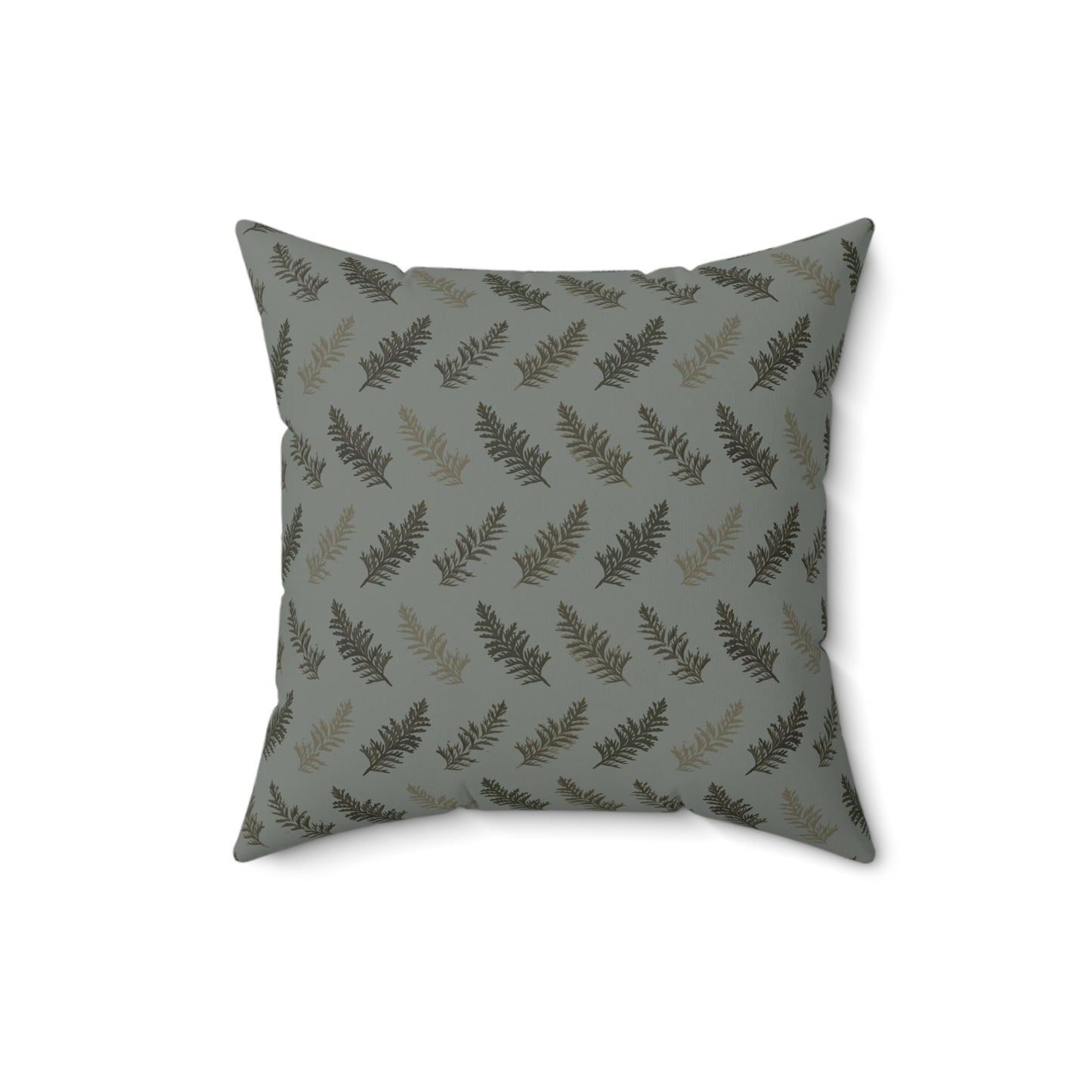 Cedar Leaves Green Fall/ Halloween Spun Polyester Square Pillow