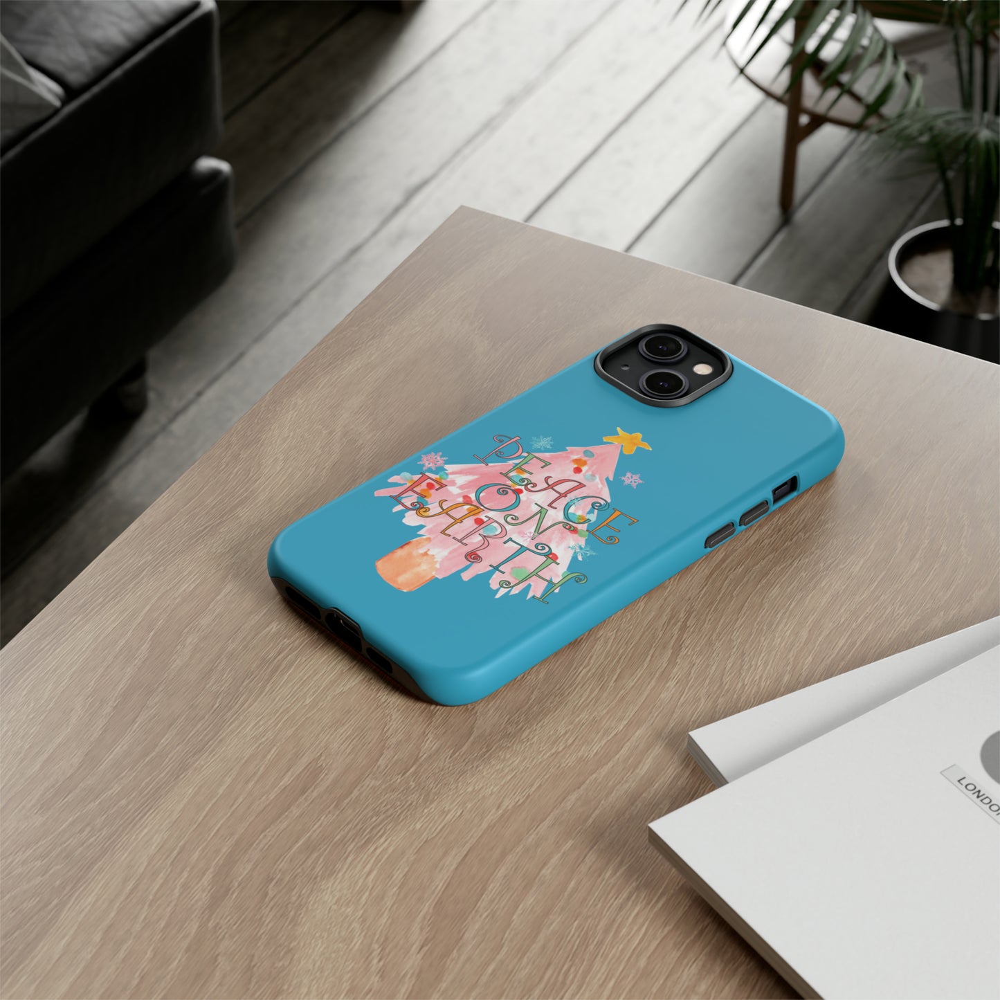 Peace on Earth Christmas/ Holiday Apple iPhone Tough Cases - Turquoise