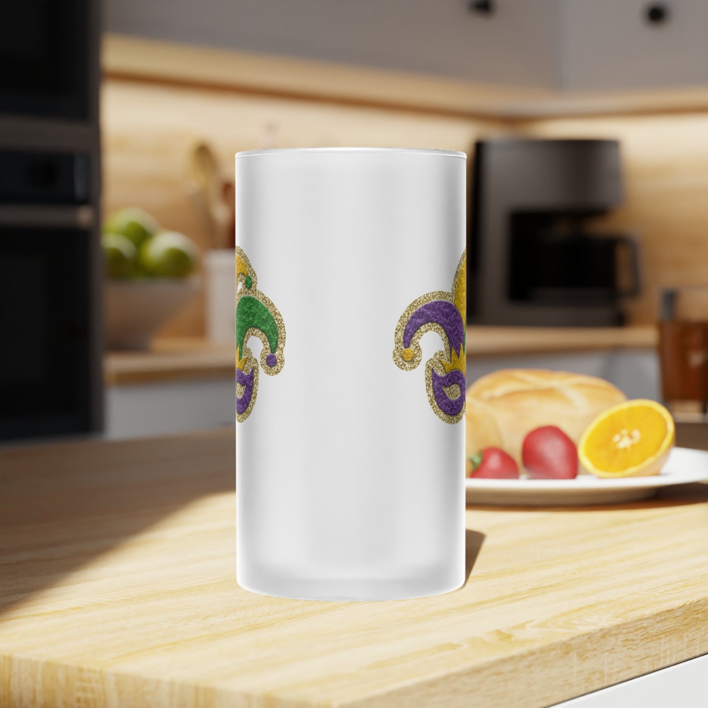 Mardi Gras New Orleans Frosted Glass Beer Mug