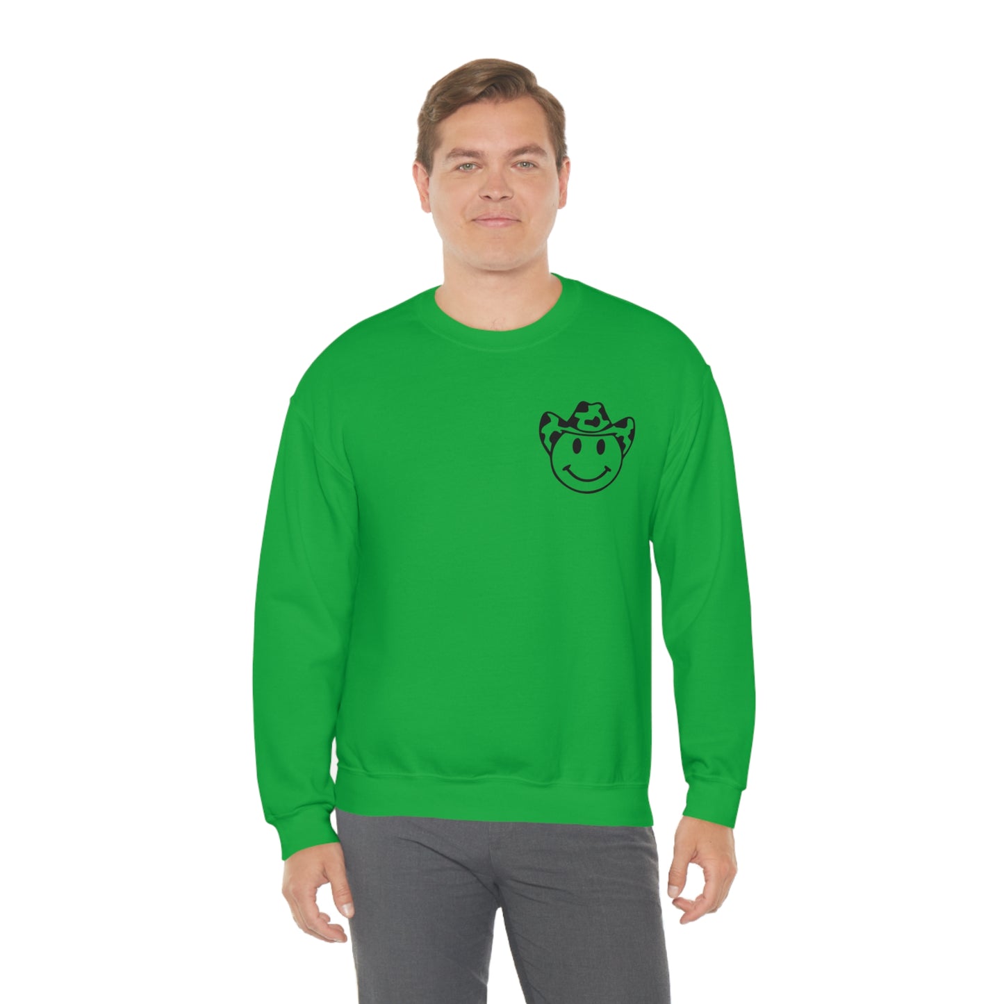 "Smiley Face HOWDY" (Front and Back Design) - Unisex Heavy Blend™ Crewneck Sweatshirt