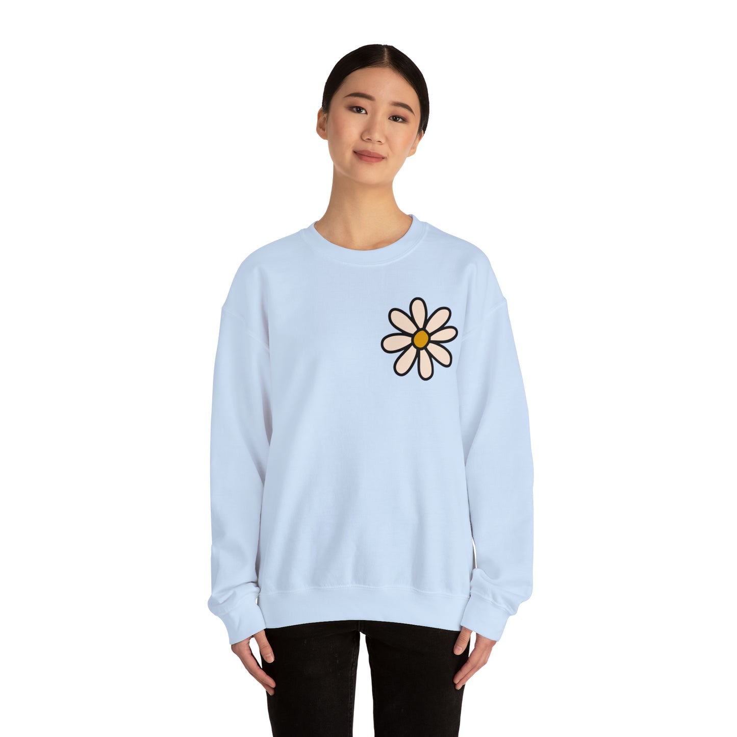 Distressed Daisy Love Like Jesus - Front and Back Design Heavy Blend™ Crewneck Sweatshirt