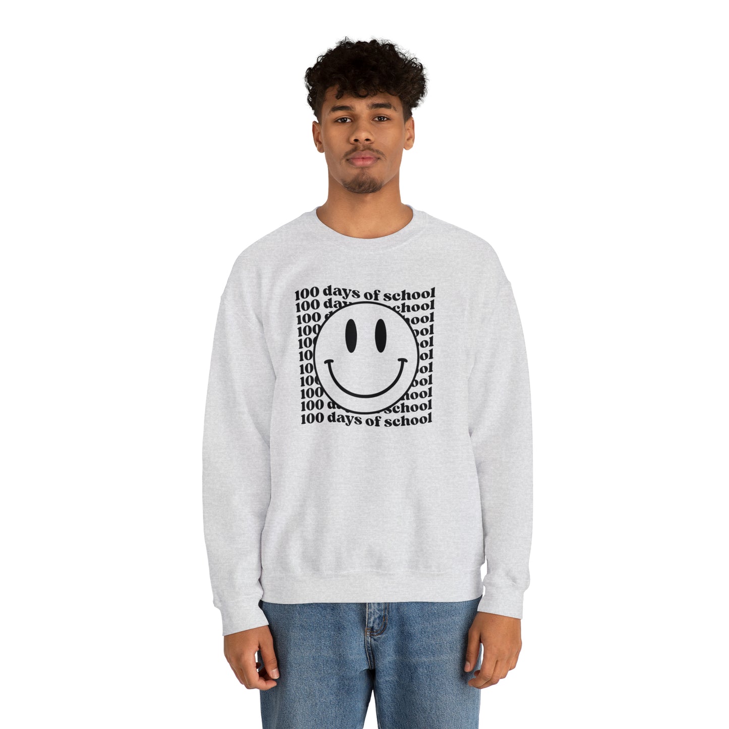 100 Days of School Smiley Face Heavyweight Crewneck Sweatshirt