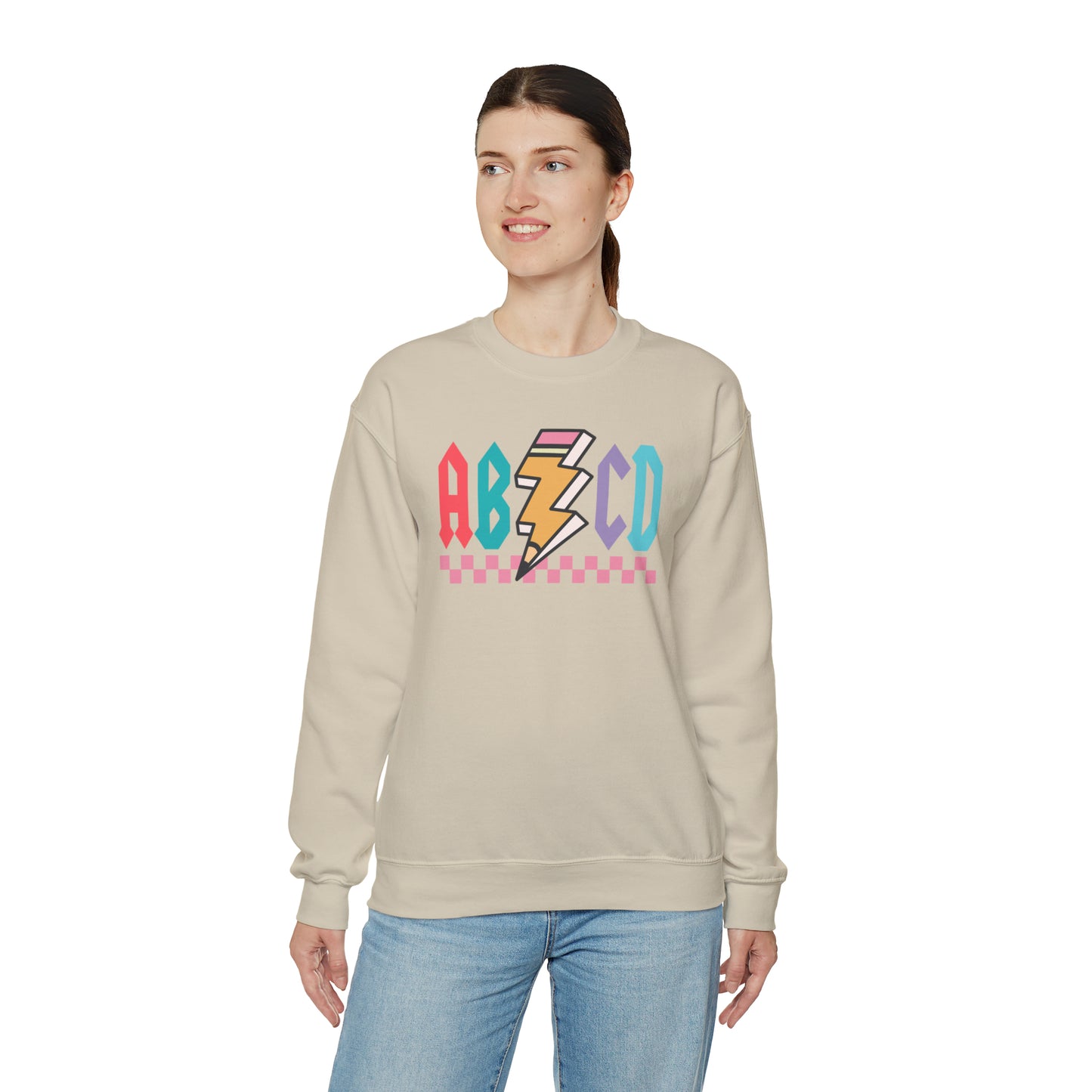 Vintage ABCD Rock and Roll Teacher Heavy Blend™ Crewneck Sweatshirt