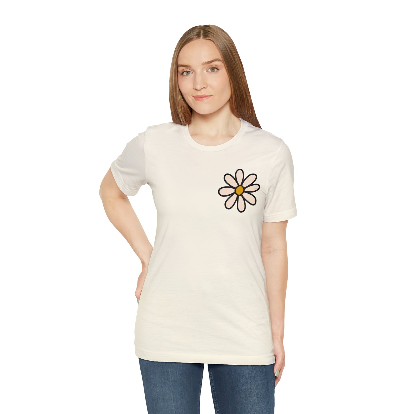 Distressed Daisy Love Like Jesus - Front and Back Design - T-Shirt